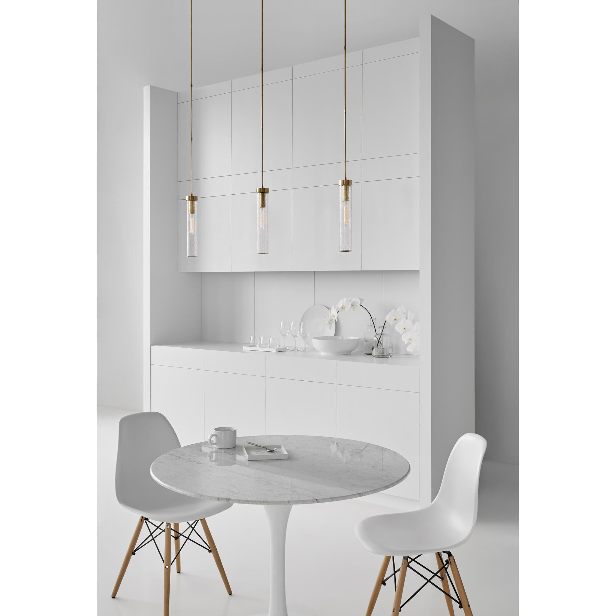 Shown in Antique-Burnished Brass finish and Crackle glass