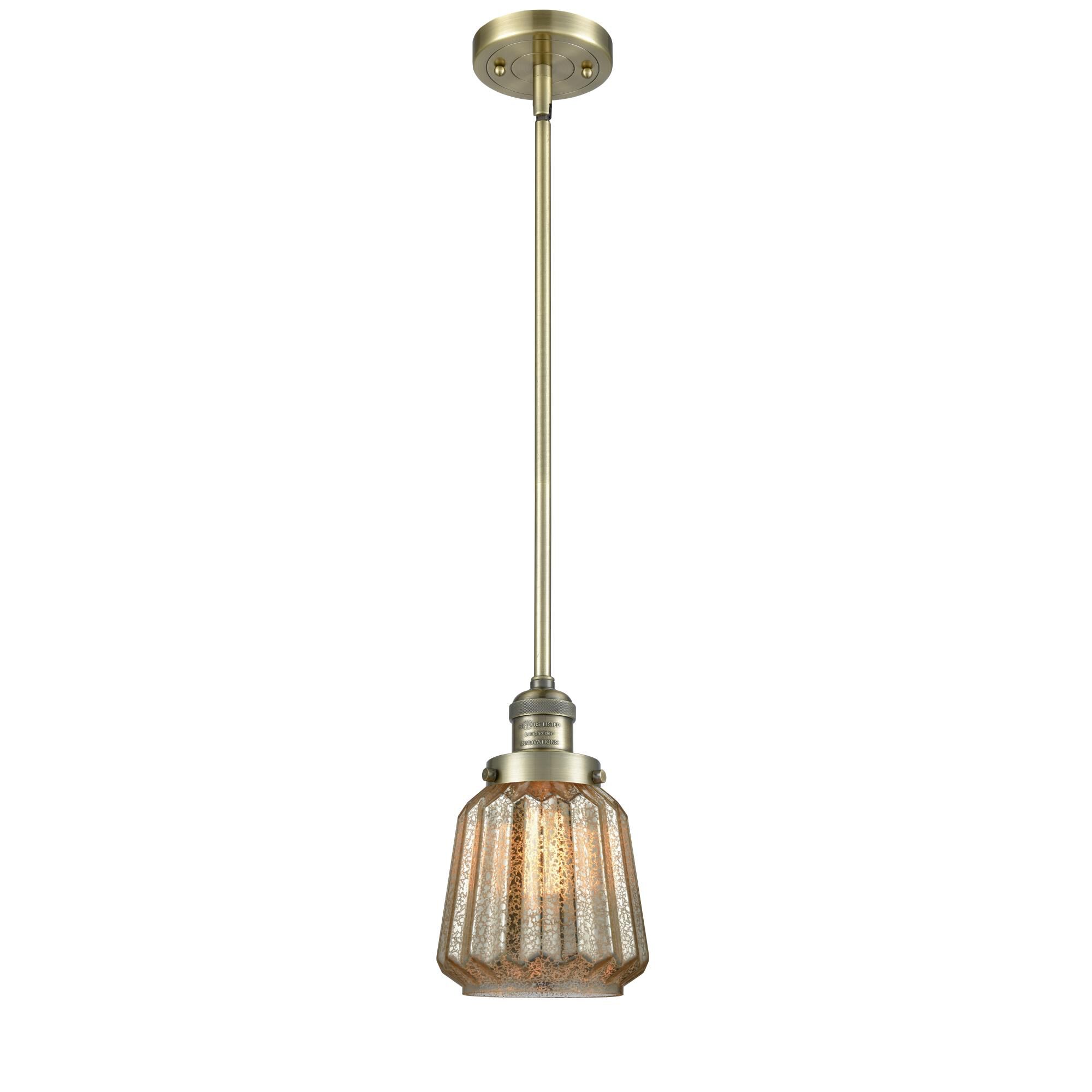 Shown in Antique Brass finish and Mercury Plated glass