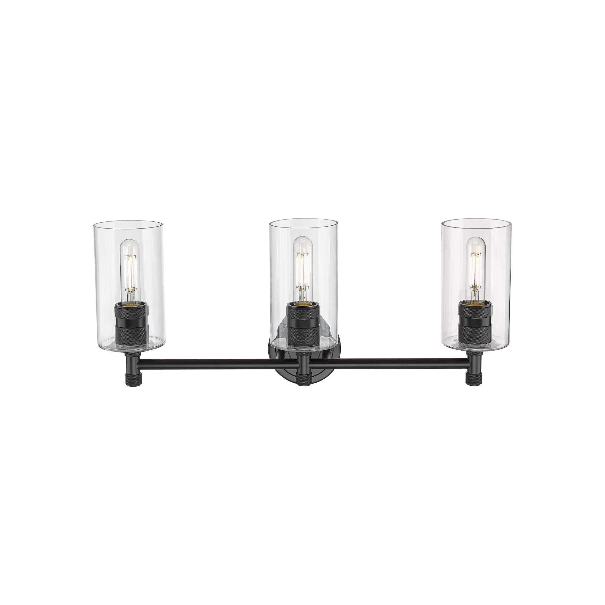 Shown in Matte Black finish and Clear glass