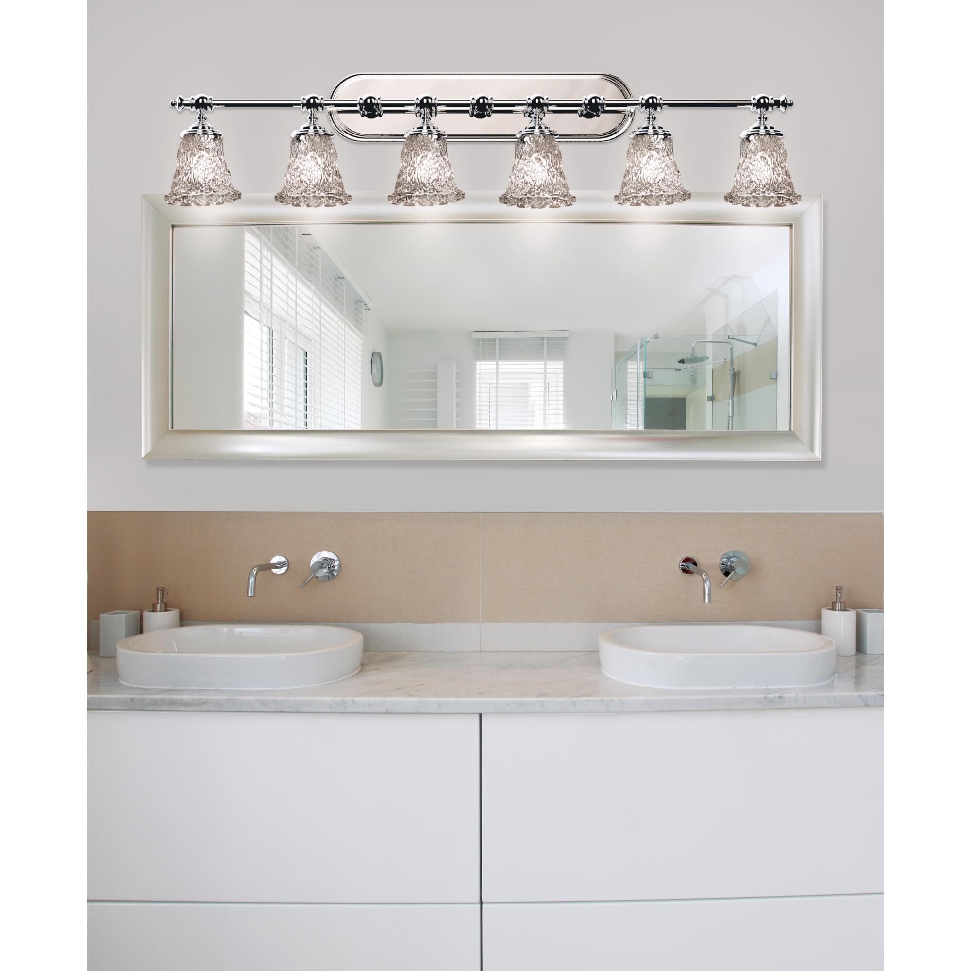 Shown in Polished Chrome finish and Lace (GLA) glass and Round Flared (GLA) shade