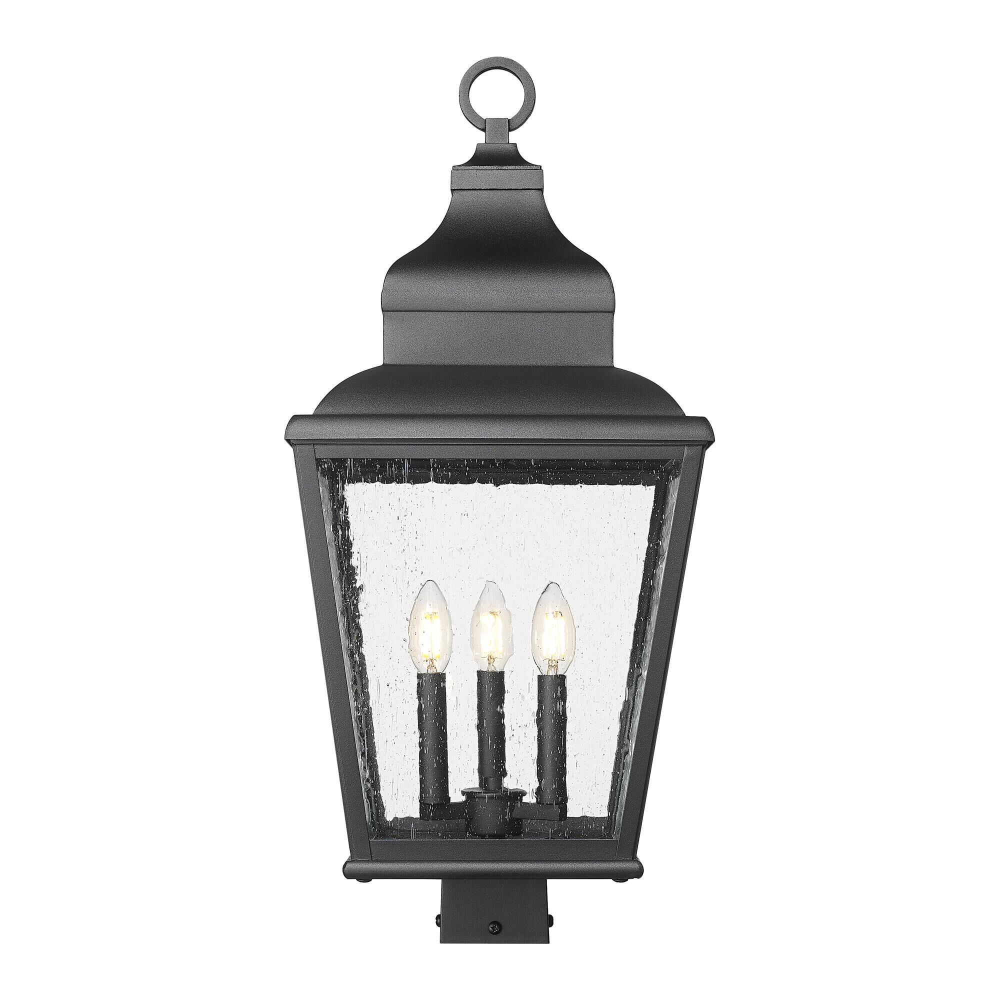 Shown in Sand Black finish and Clear Seedy glass