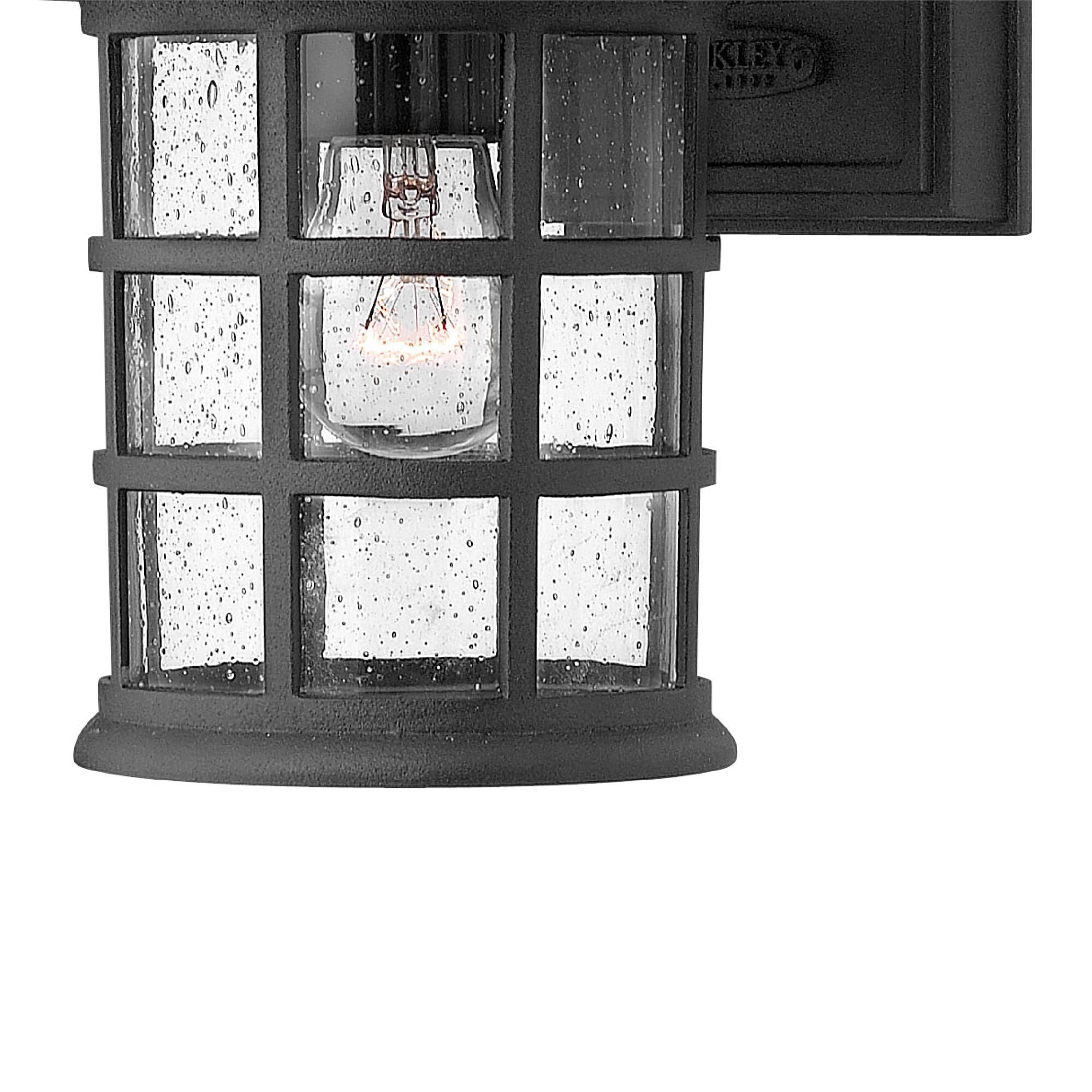Shown in Black finish and Clear Seedy glass