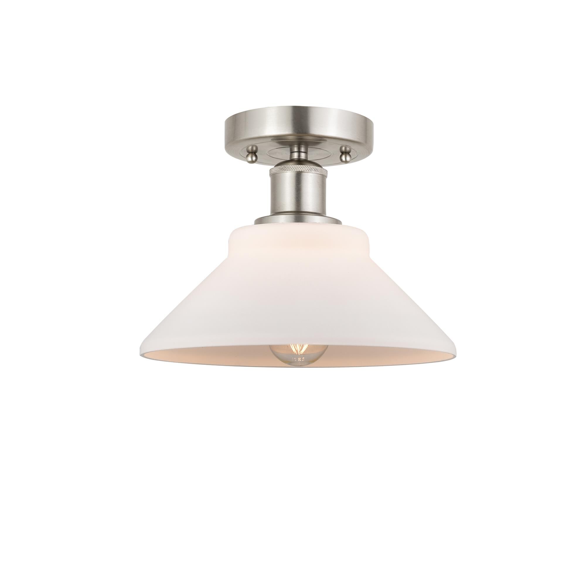 Shown in Brushed Satin Nickel, Matte White finish and Matte White glass and Matte White Glass shade