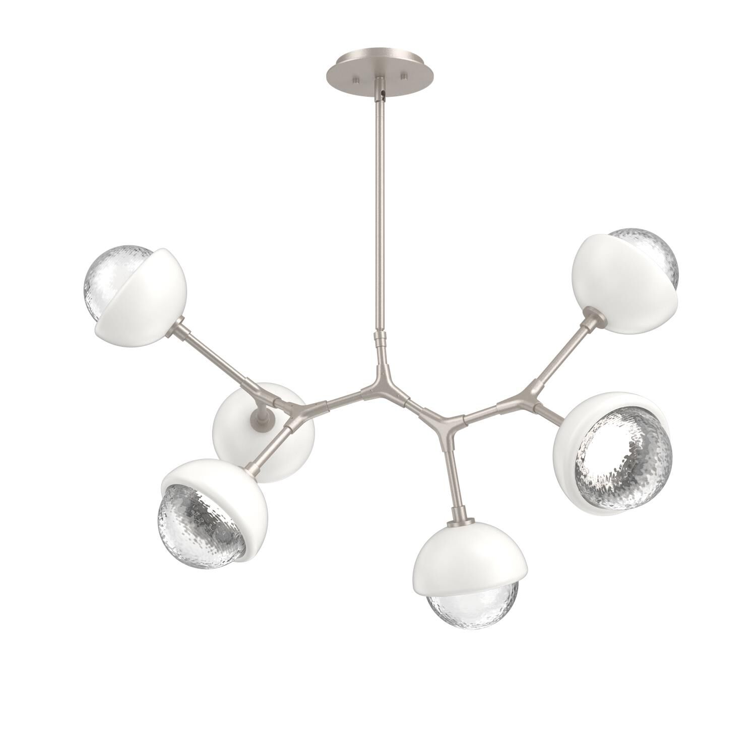 Shown in Beige Silver finish and Clear glass and Salt White accent