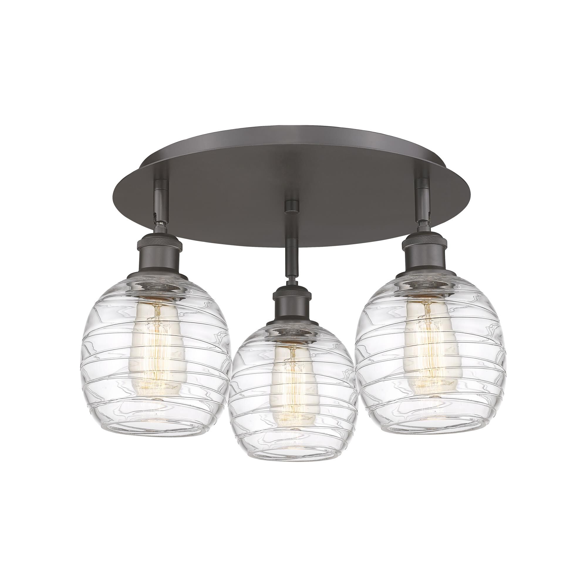 Shown in Oil Rubbed Bronze finish and Deco Swirl glass