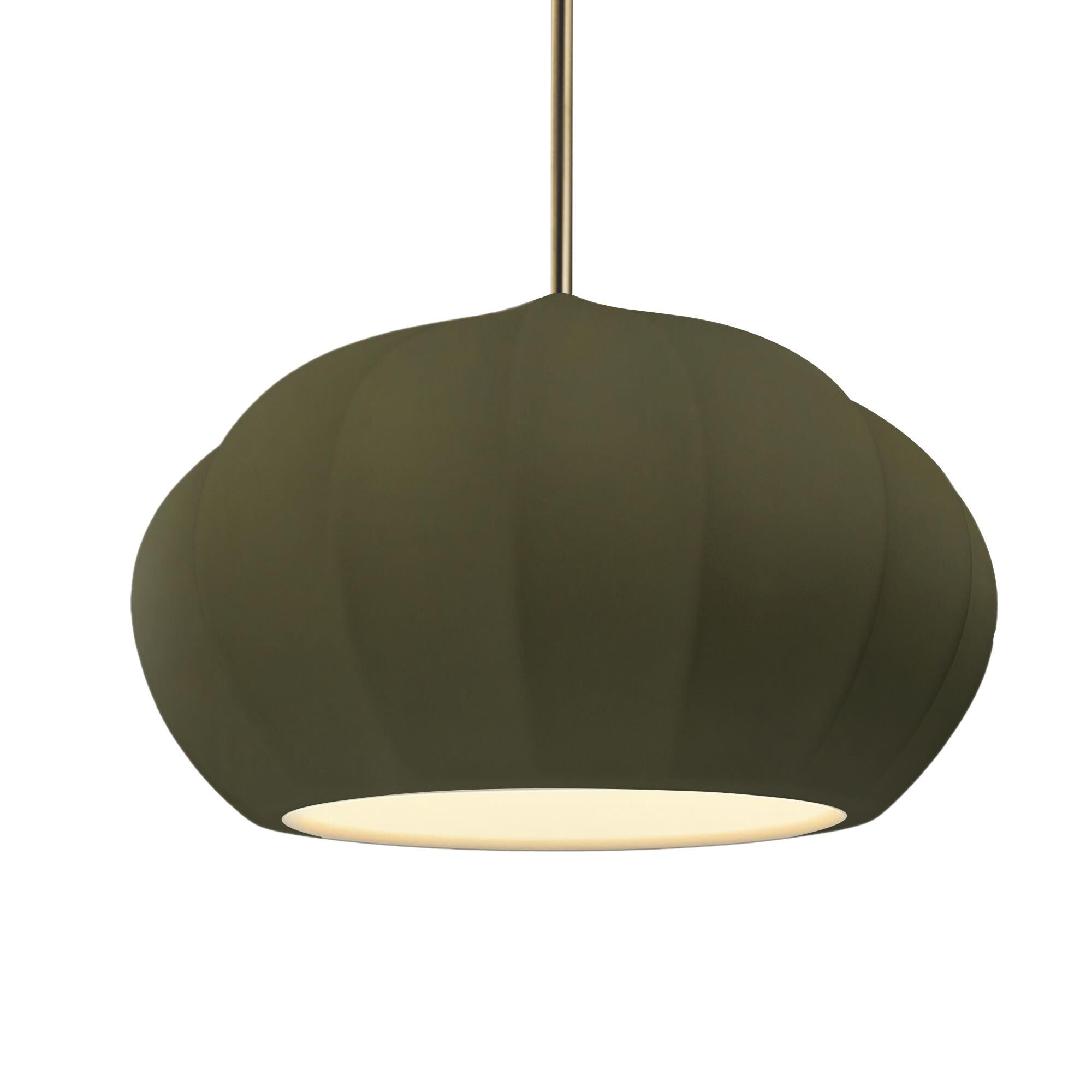 Shown in Antique Brass finish and Matte Green shade