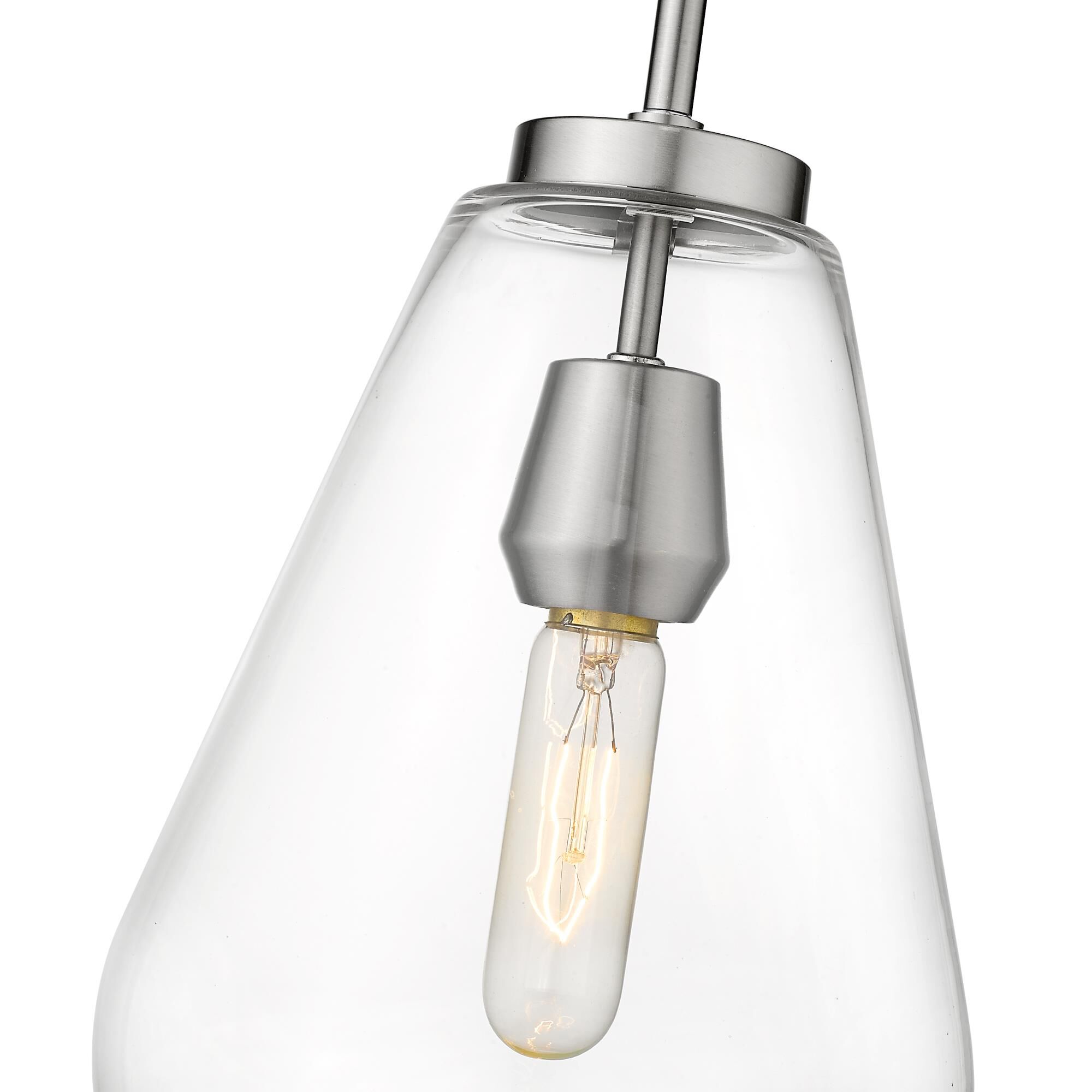 Shown in Brushed Nickel finish and Glass shade