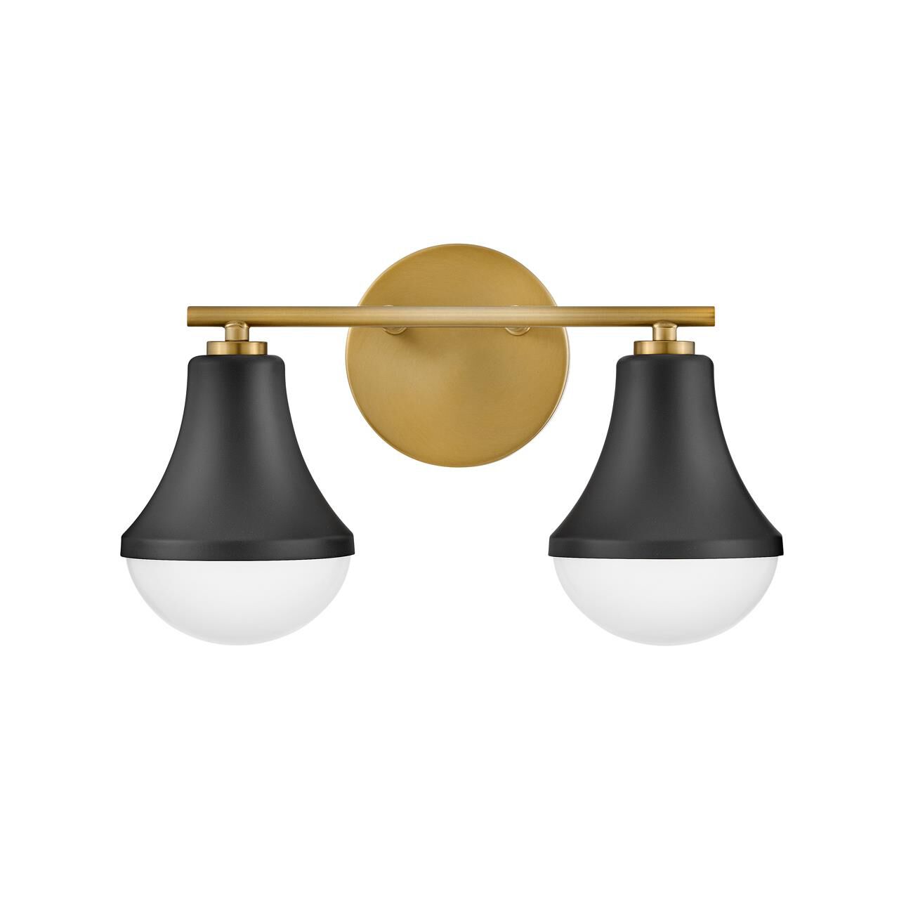 Shown in Black finish and Cased Opal glass and Lacquered Brass accent