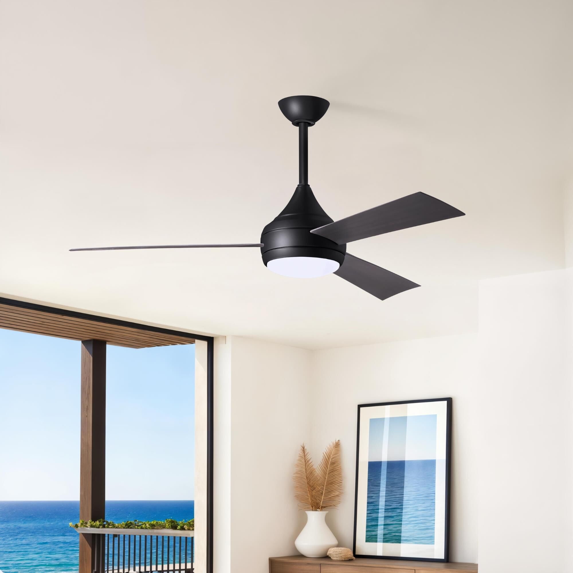 Donaire Outdoor Coastal Wet Rated 52 Inch Ceiling Fan with Light Kit by Matthews Fan Company