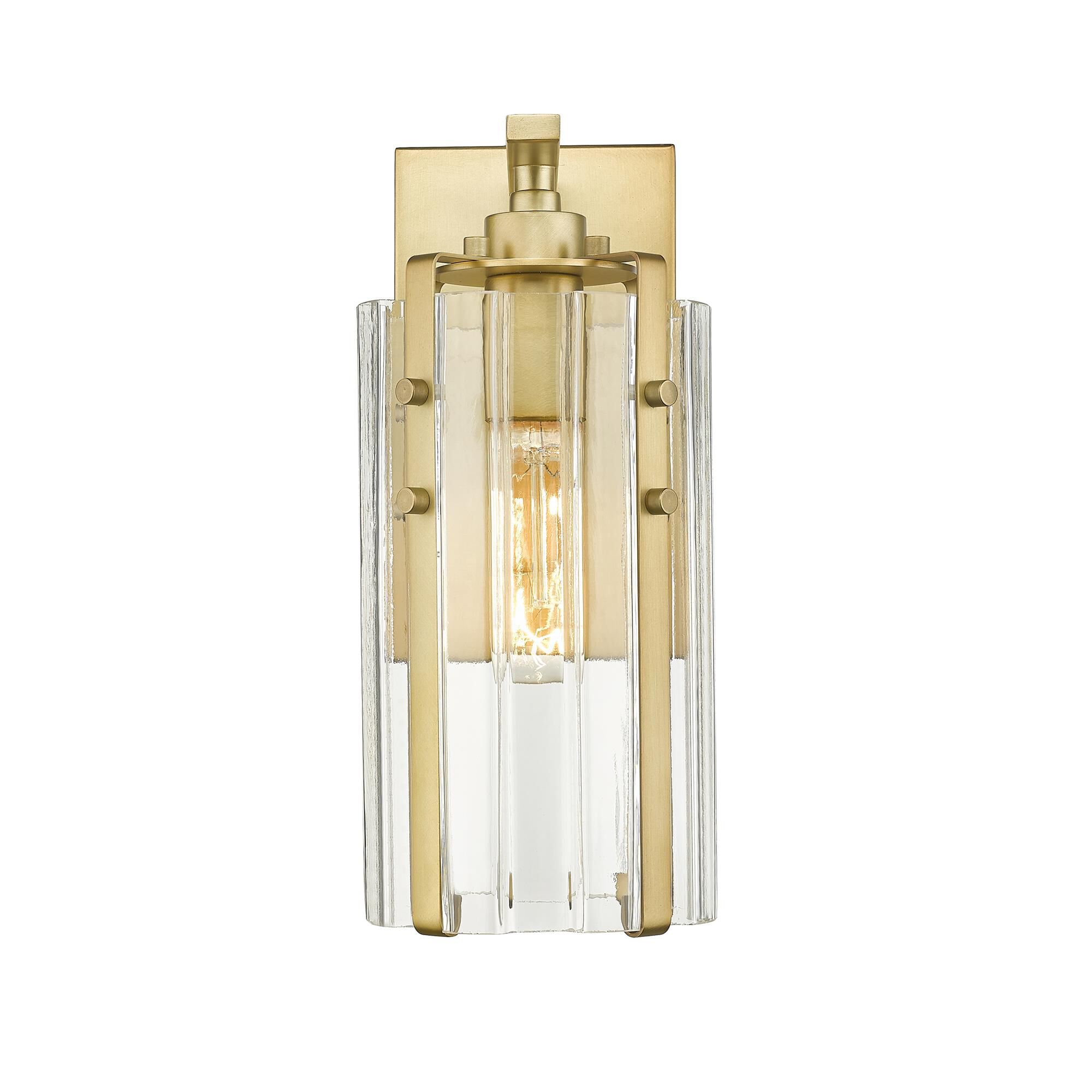 Shown in Rubbed Brass finish and Clear glass and Clear shade