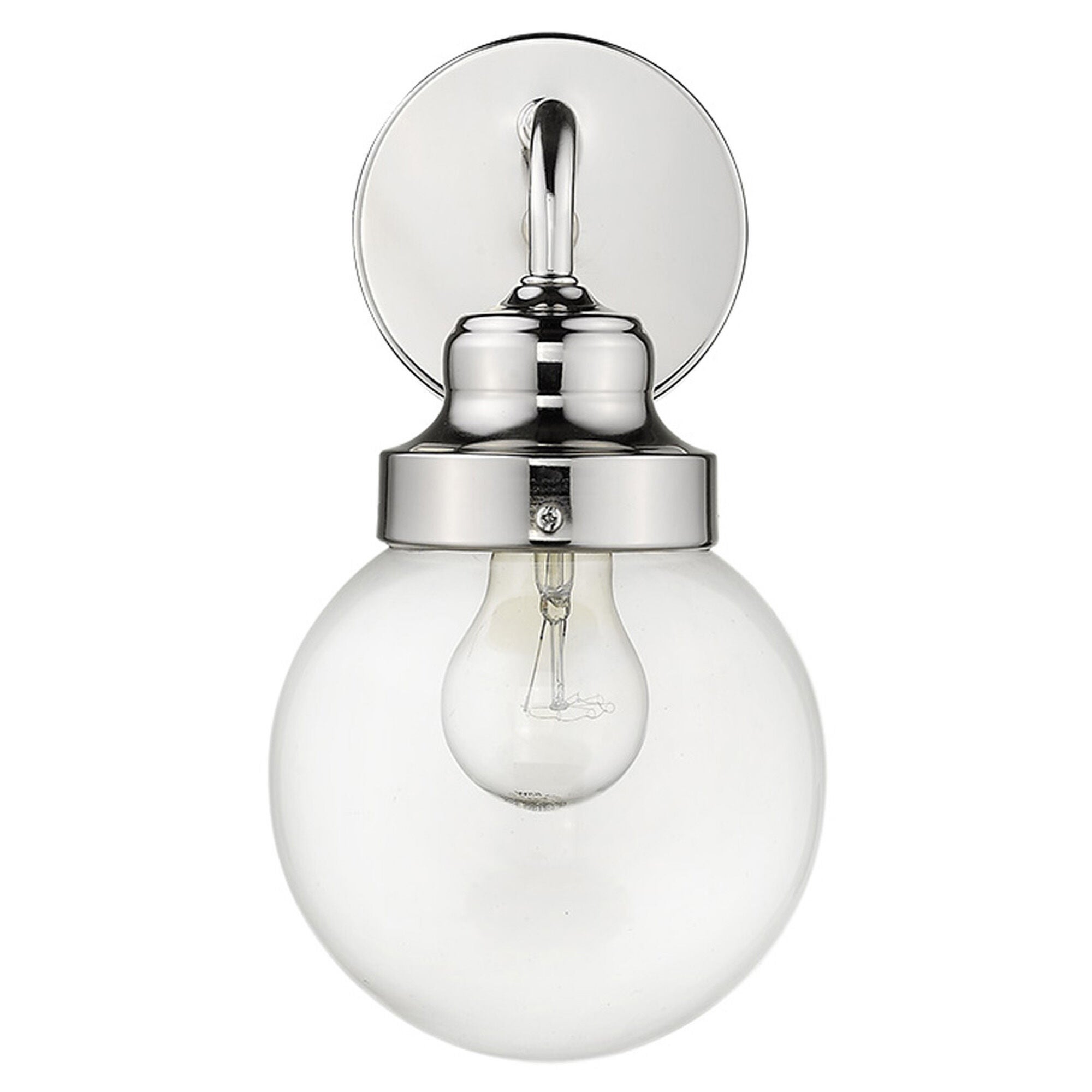 Shown in Polished Nickel finish and Clear glass and Clear, Glass Globe shade
