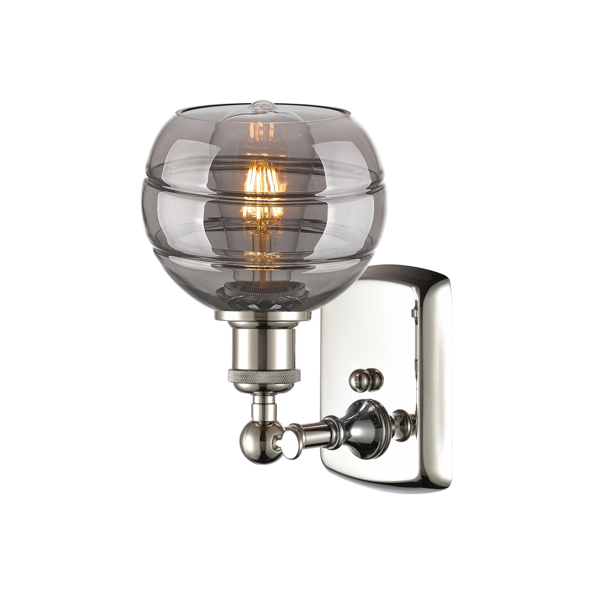 Shown in Polished Nickel finish and Light Smoke glass