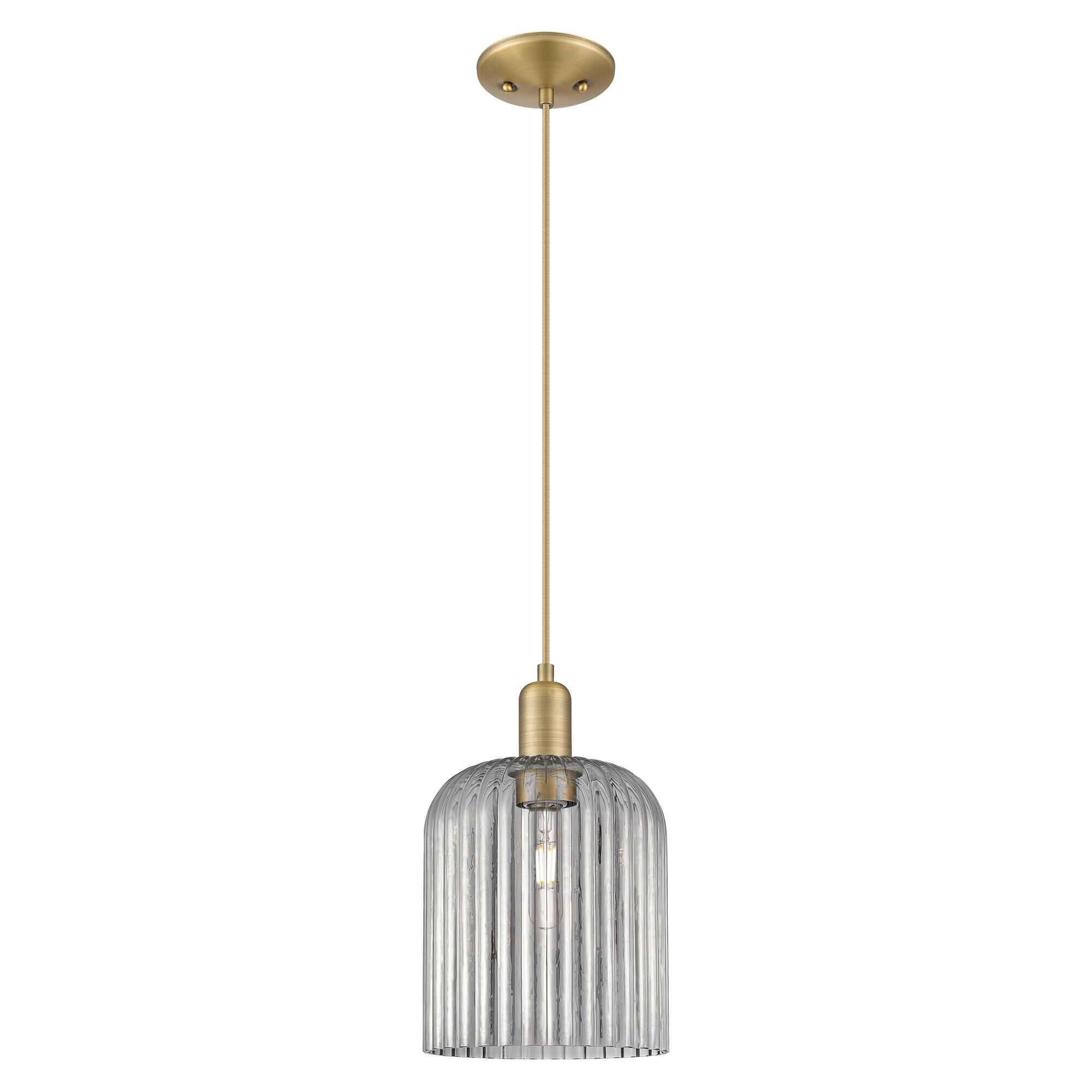 Shown in Brushed Brass finish and Light Smoke glass
