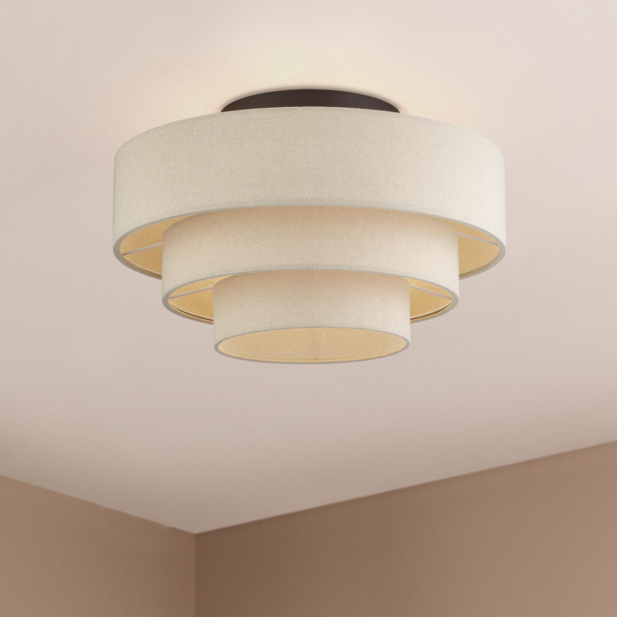 Shown in Bronze finish and Hand Crafted Parchment Color Hardback Fabric shade