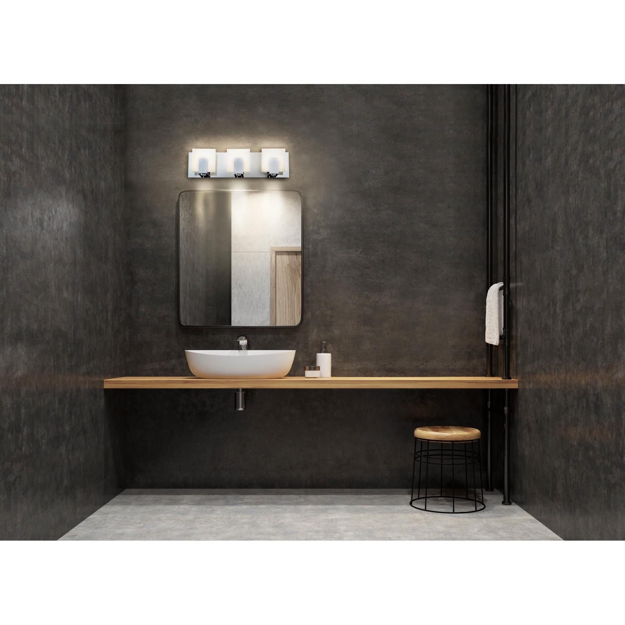 Shown in Chrome finish and Frosted shade and Chrome accent