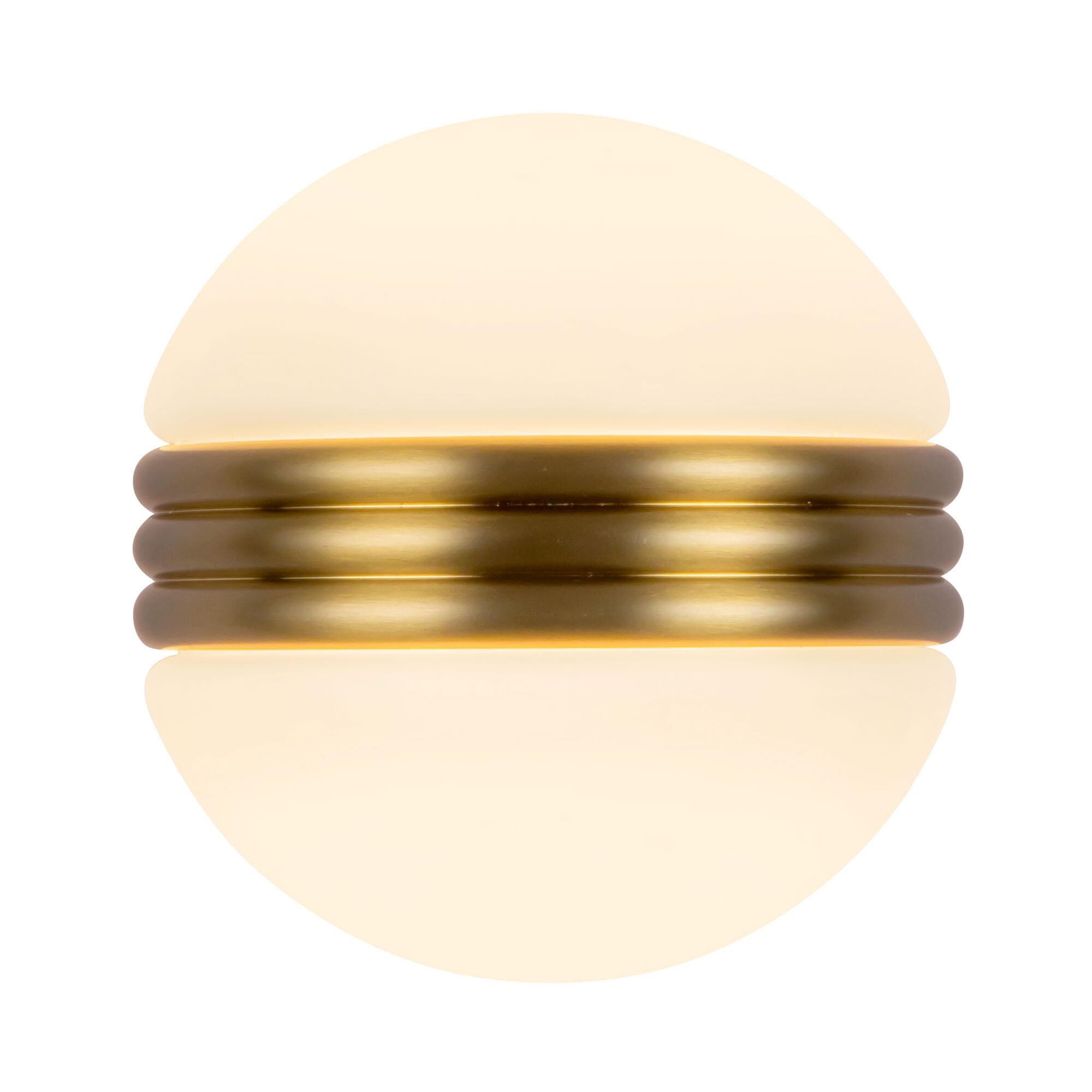 Shown in Brushed Gold finish and Matte Opal glass