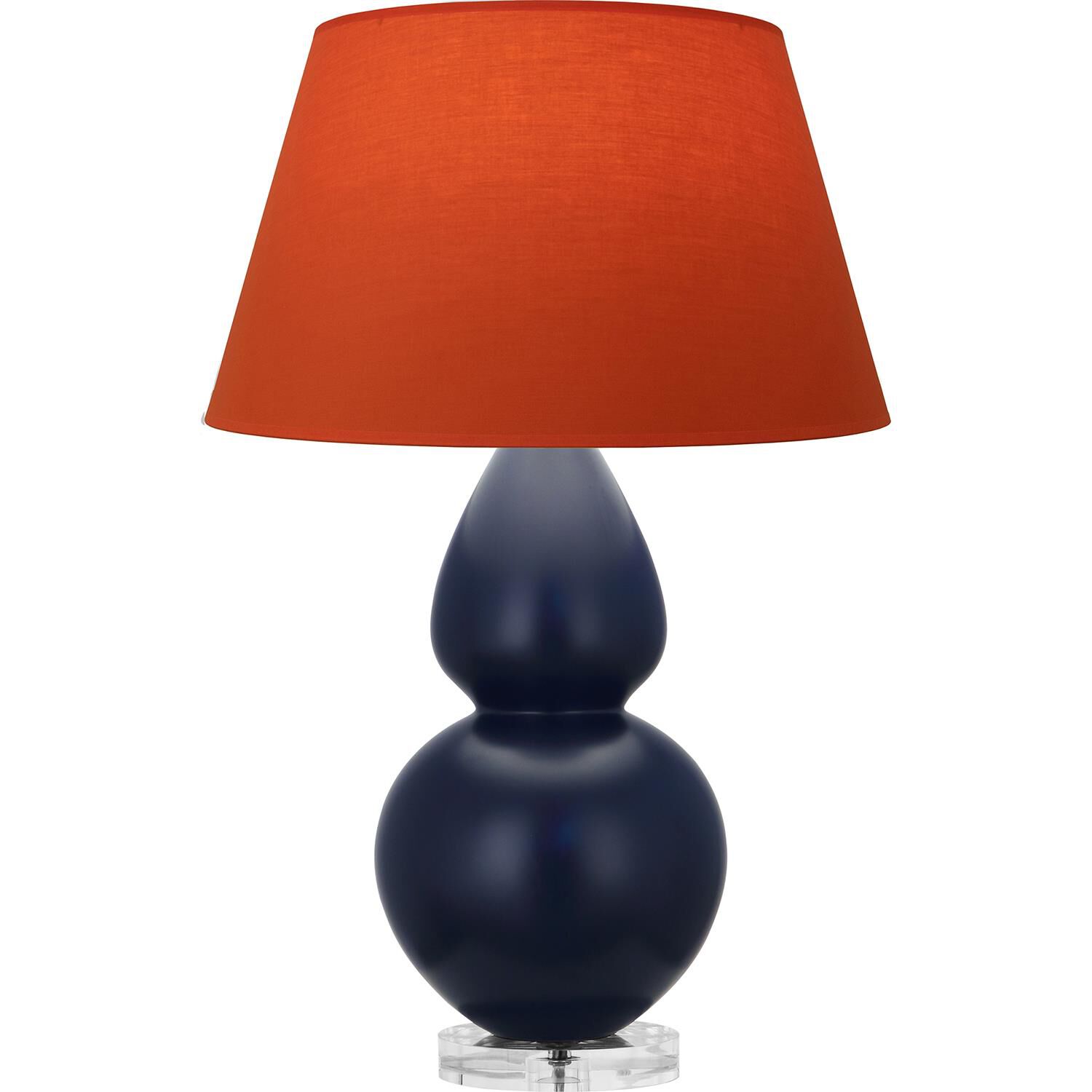 Shown in Matte Midnight Blue finish and Tangerine and Taupe Lining shade and Lucite accent