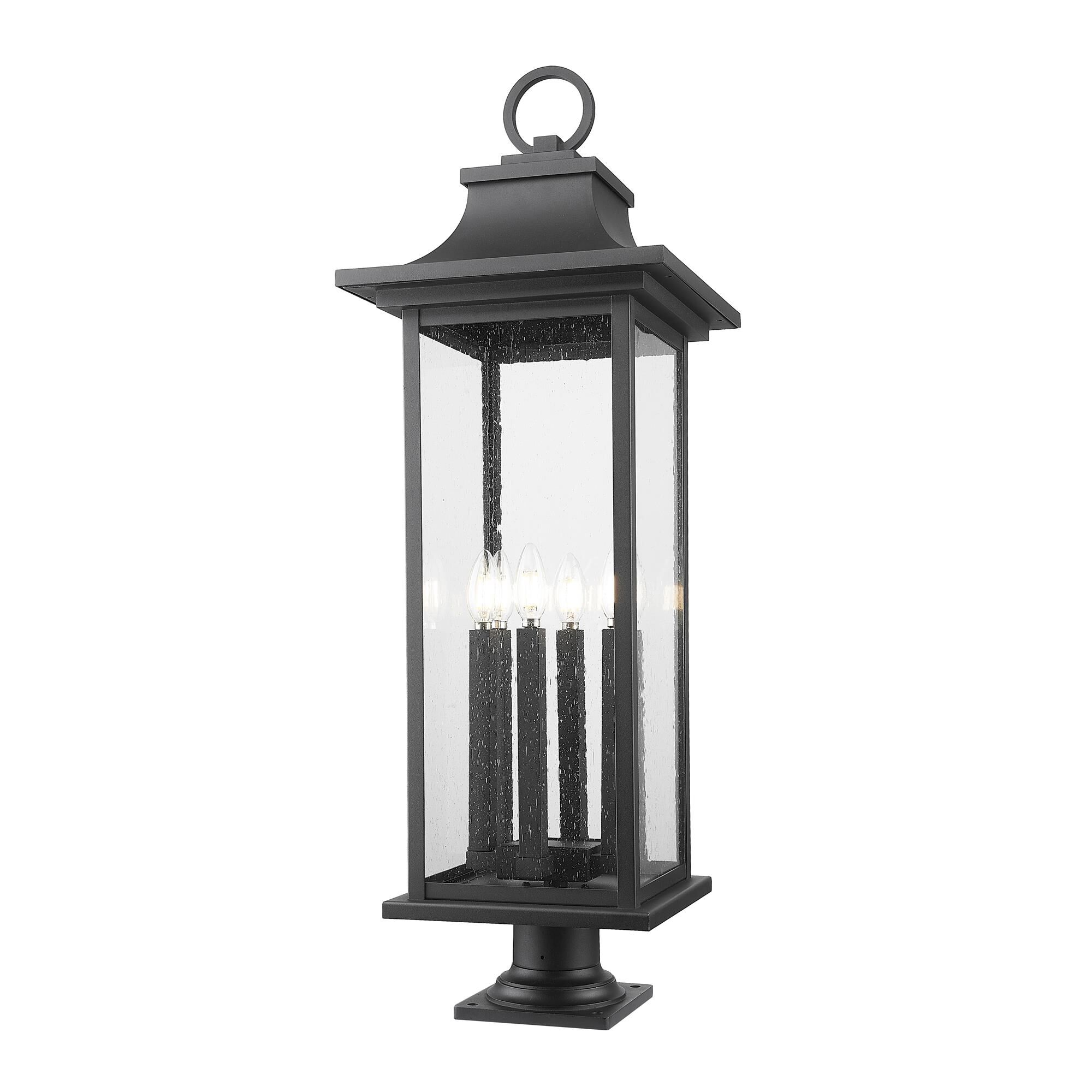 Shown in Black finish and Clear Seedy glass and Clear Seedy shade