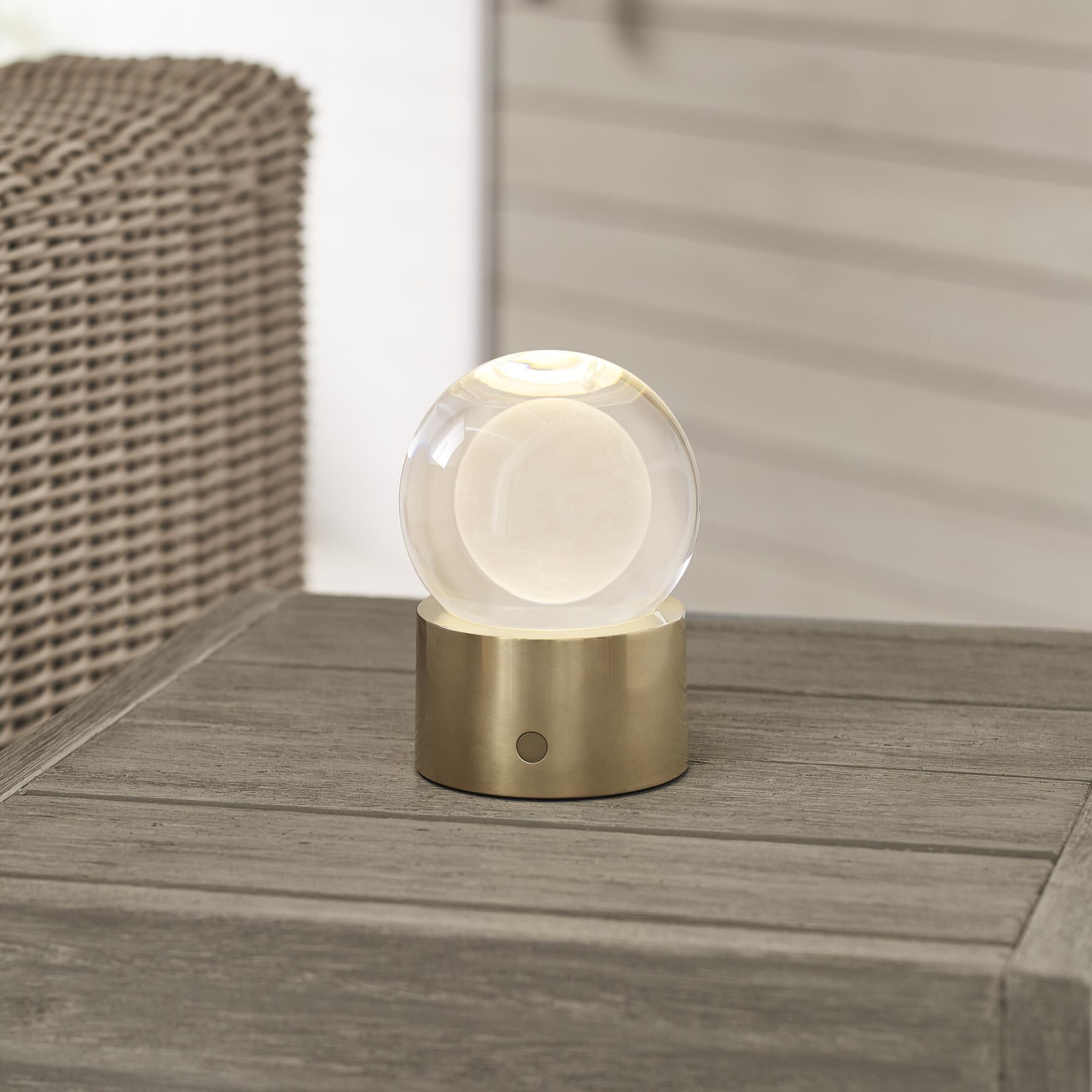 Shown in Natural Brass finish and Crystal glass