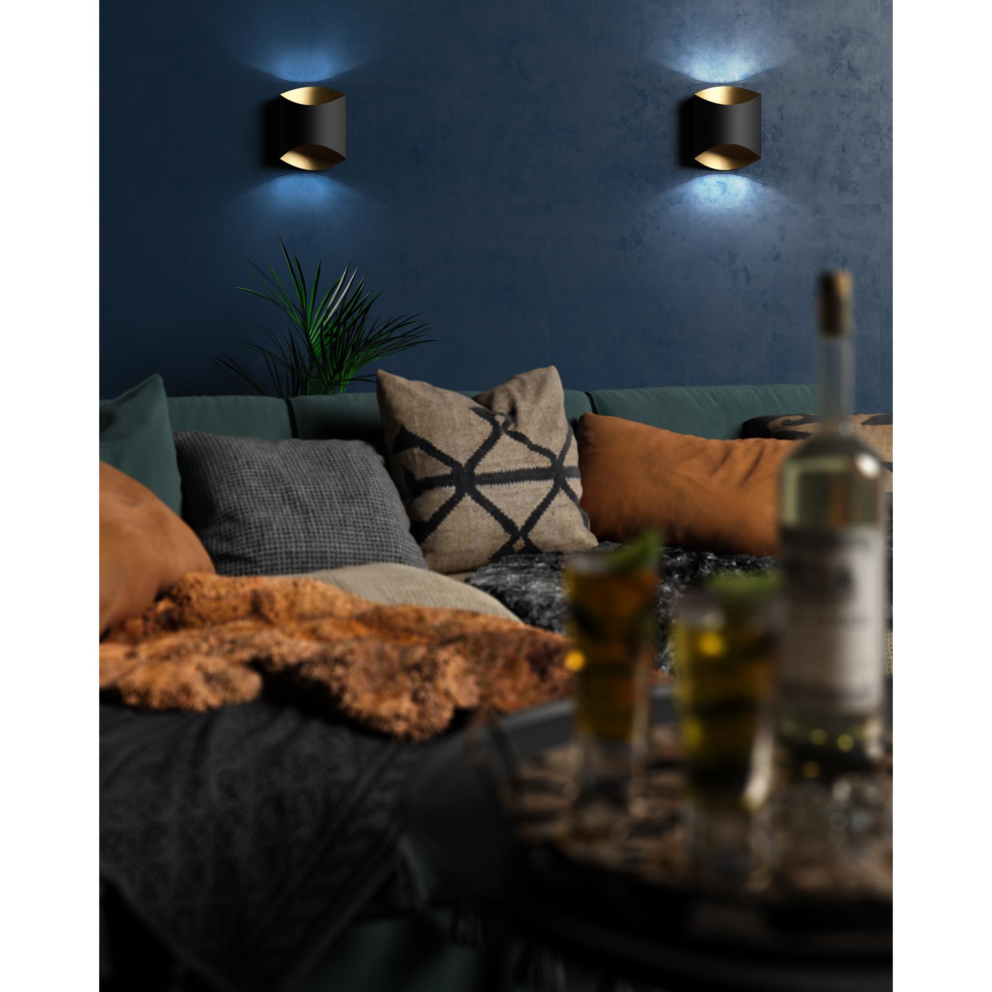 Shown in Black finish and Black And Gold shade