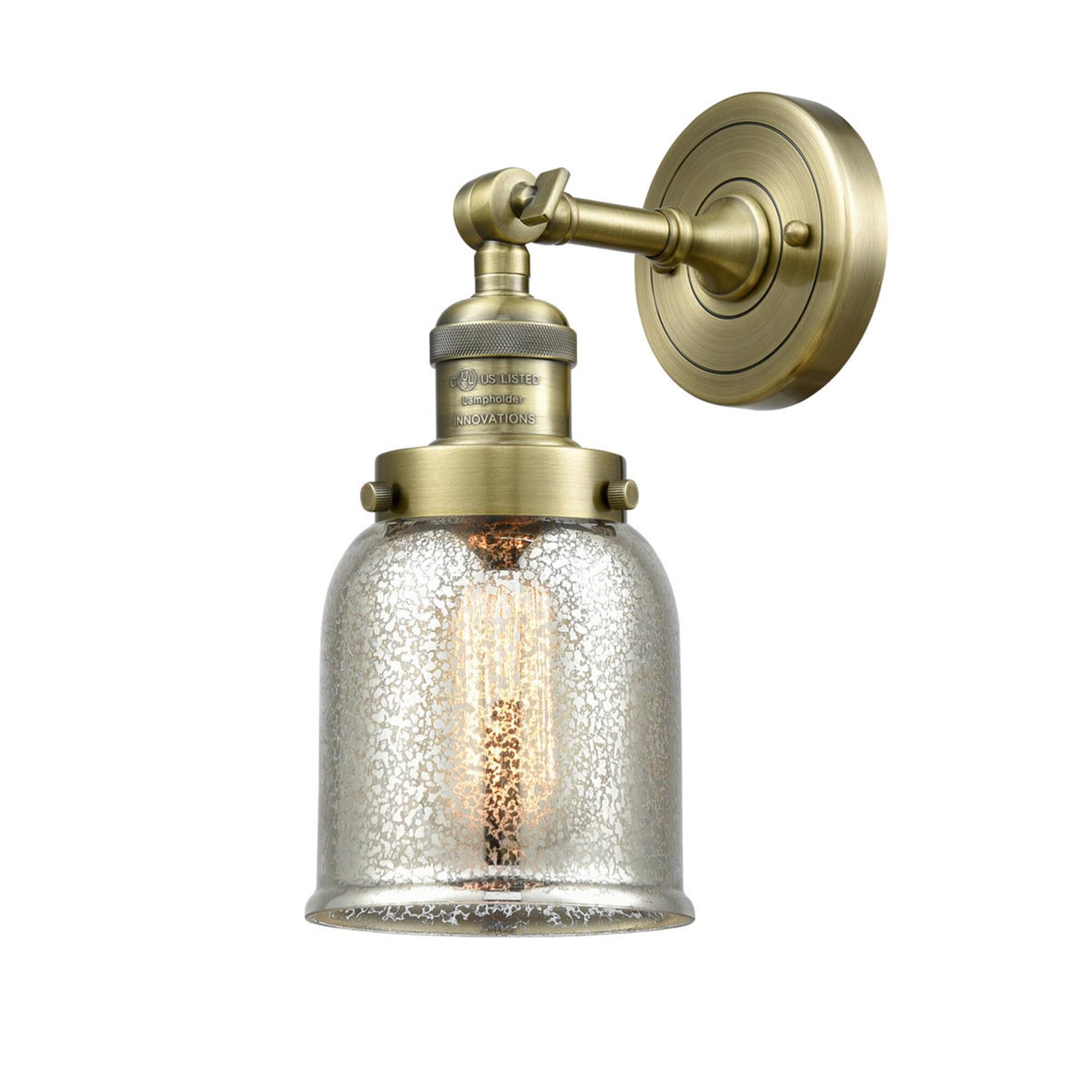 Shown in Antique Brass finish and Silver Mercury glass