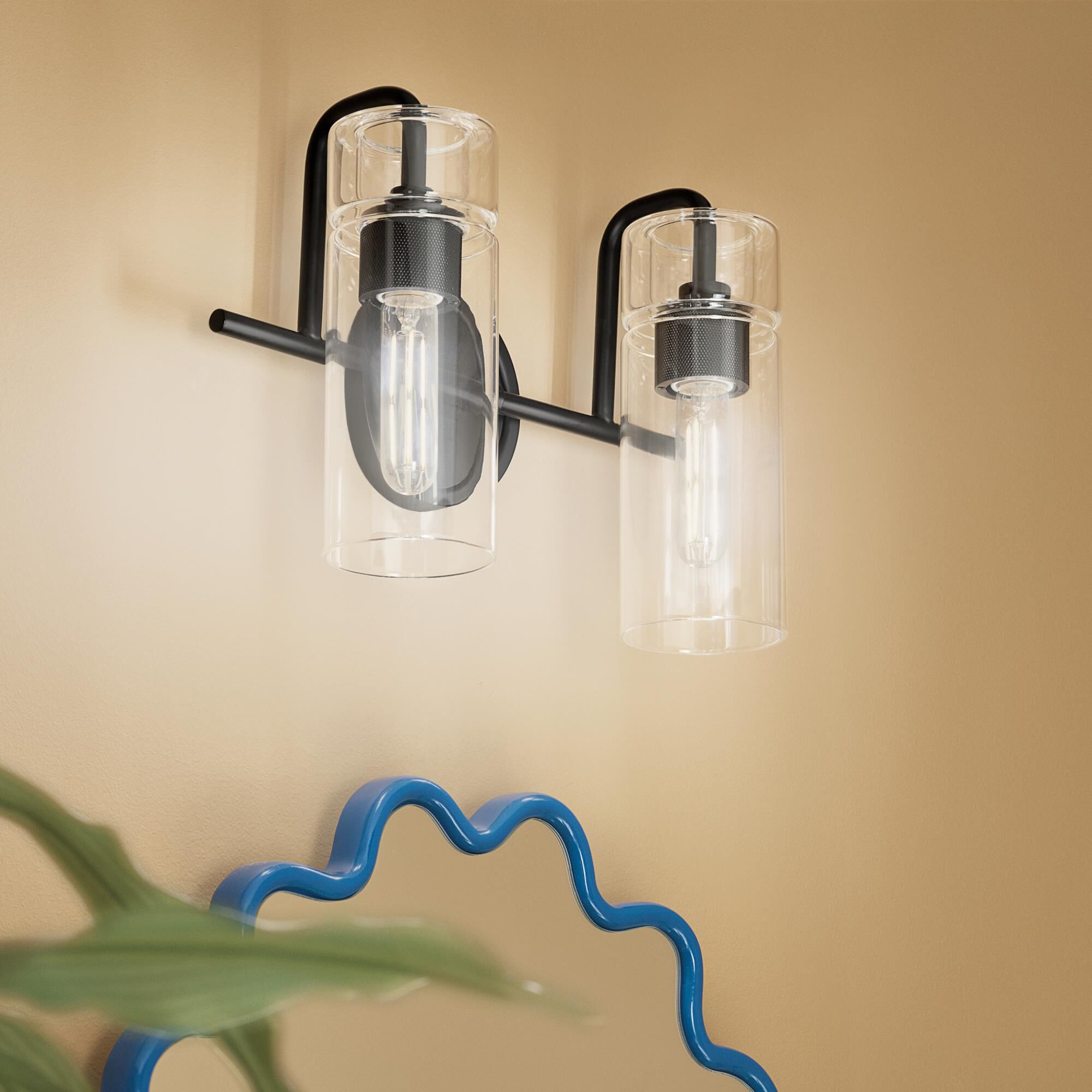 Shown in Black finish and Clear glass