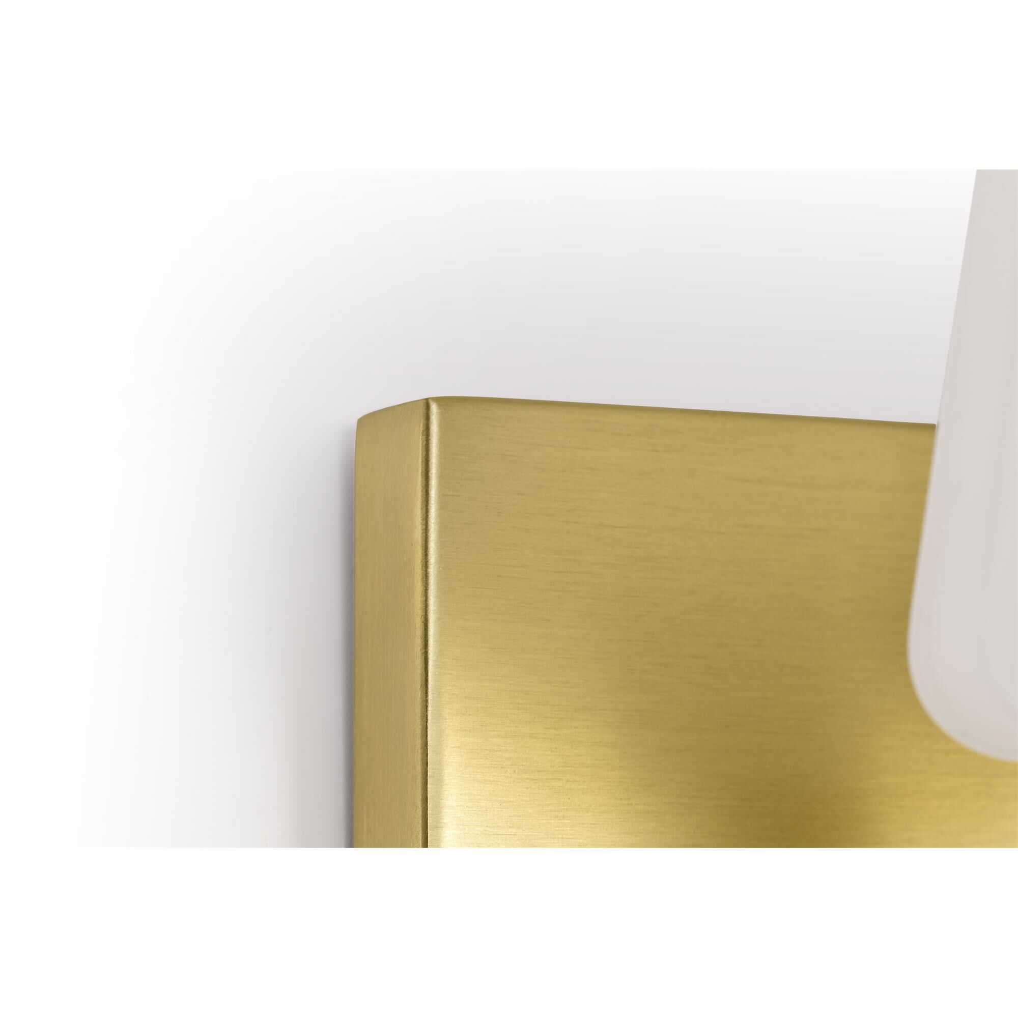 Shown in Vintage Brass finish and Etched White glass
