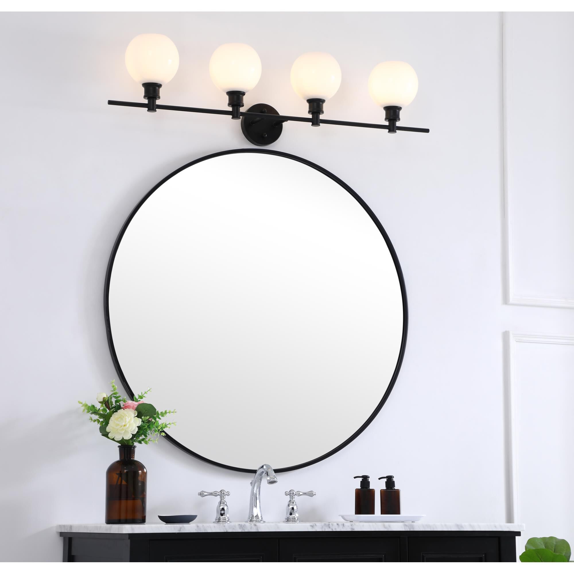 Shown in Black finish and Frosted White  glass