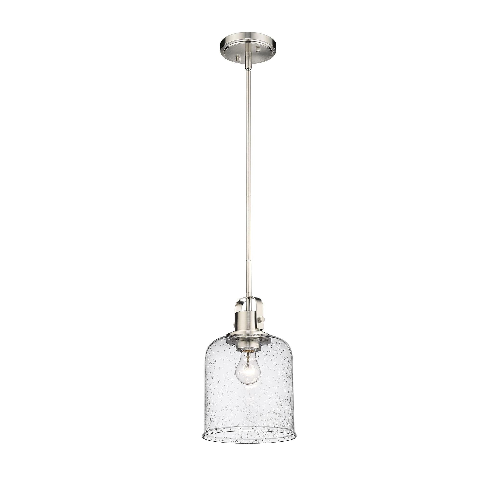 Shown in Brushed Nickel finish and Glass shade