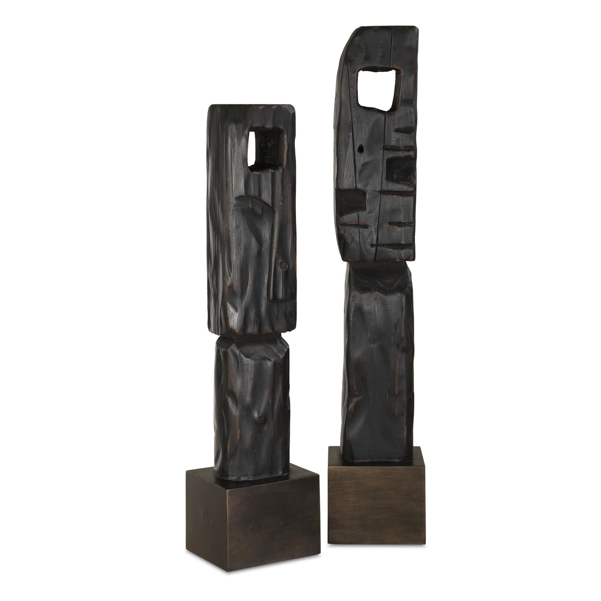Uttermost Cipher Black Wood Totems Set/2 Figurine by Uttermost
