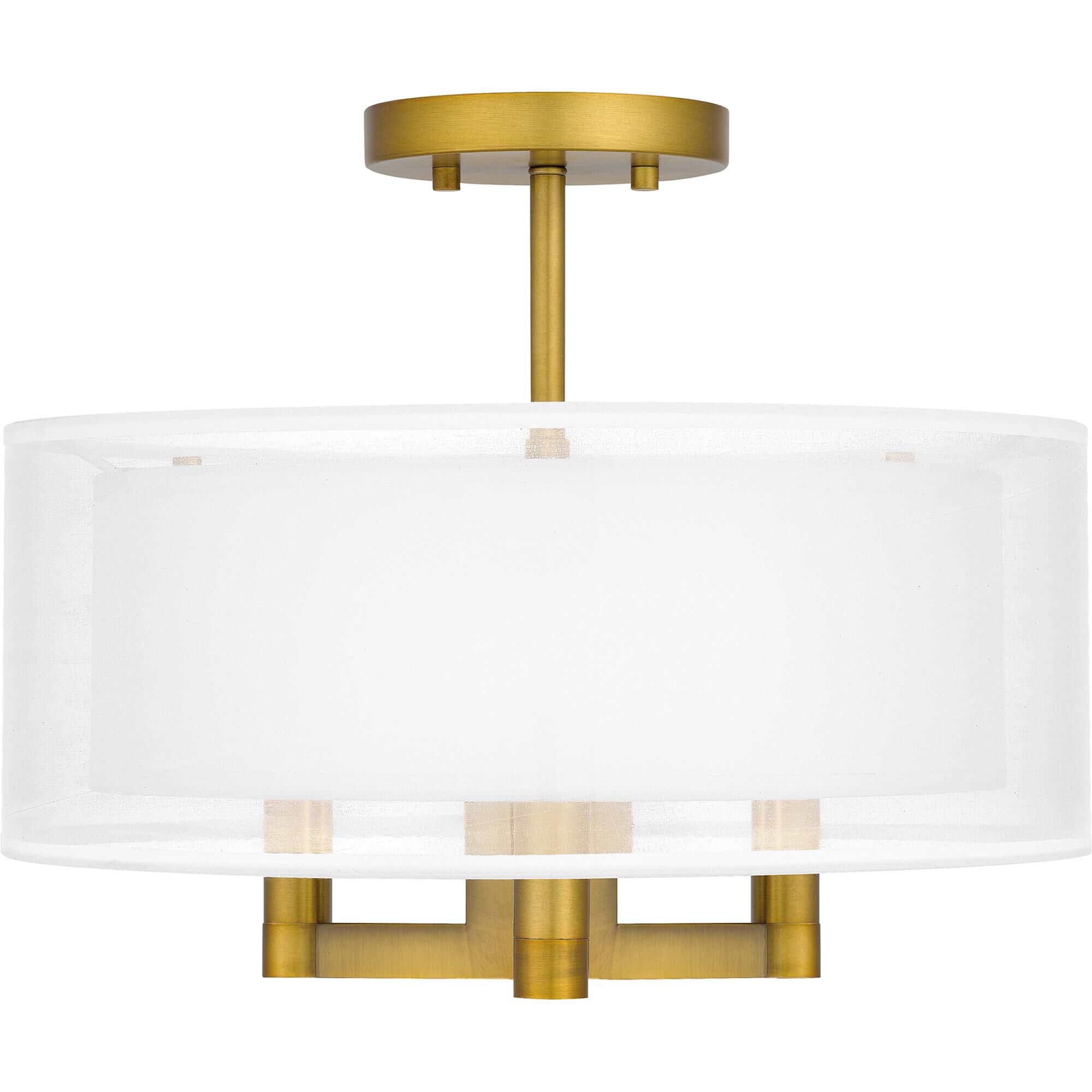 Bodnar 15 Inch 3 Light Semi Flush Mount by Quoizel