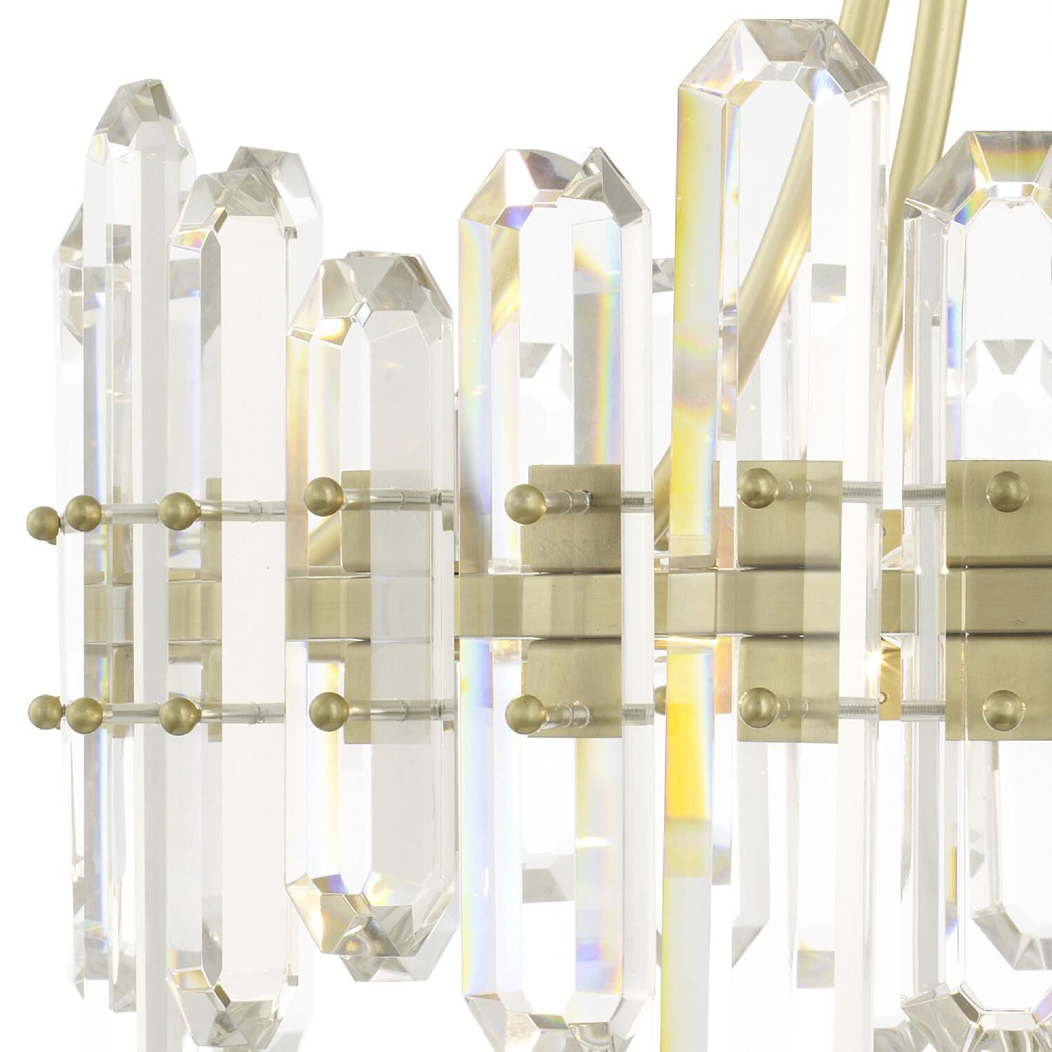 Shown in Aged Brass finish and Faceted crystal