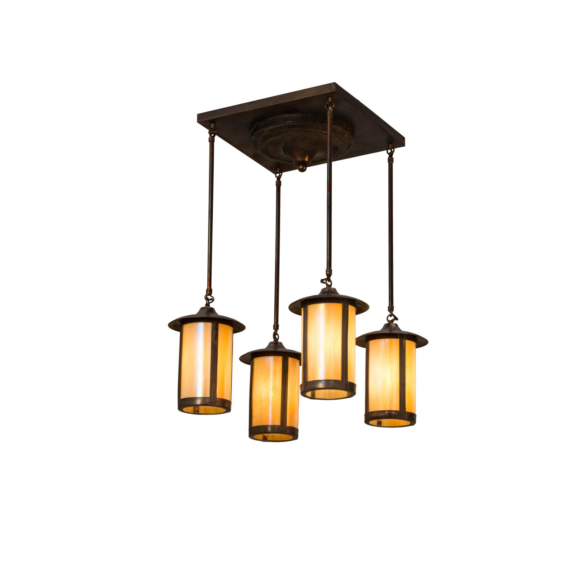 Shown in Vintage Copper Finish finish and Beige;Iridescent glass