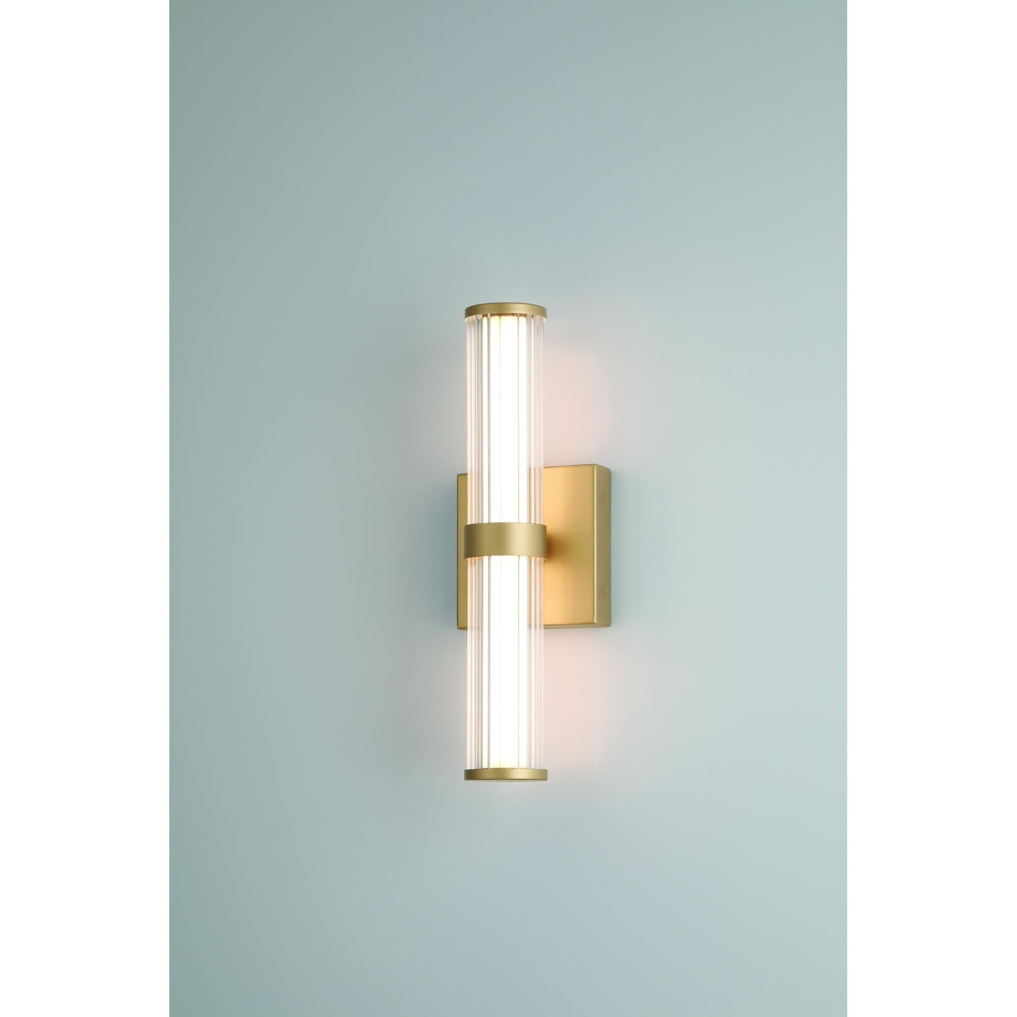 Shown in Gold finish and Clear  glass
