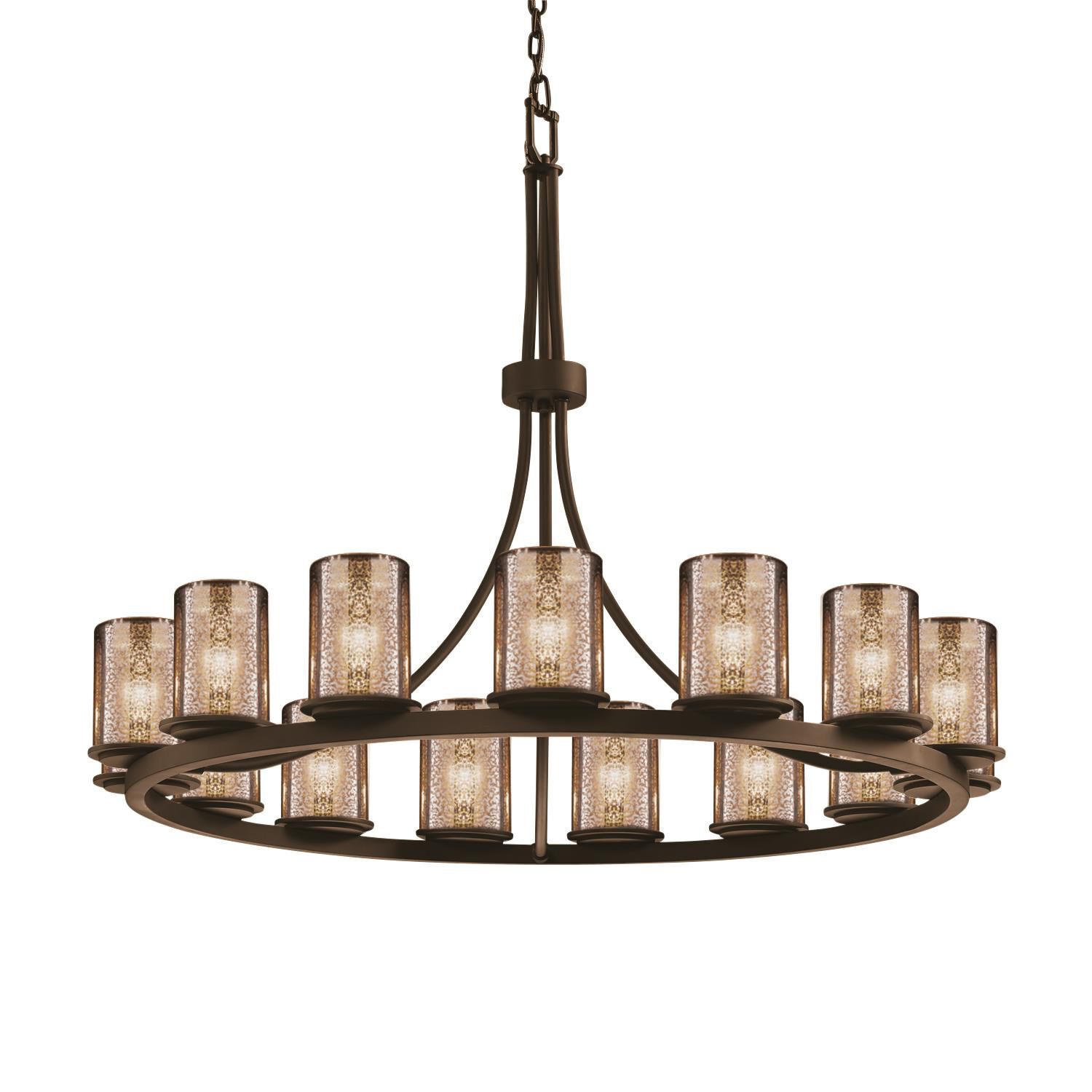 Shown in Dark Bronze finish and Artisan glass and Mercury shade and Cylinder with Flat Rim (FSN) accent
