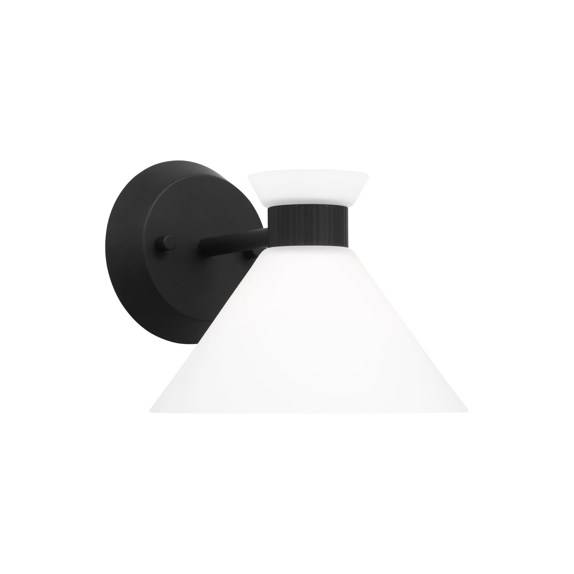 Shown in Midnight Black finish and Etched White Glass s shade