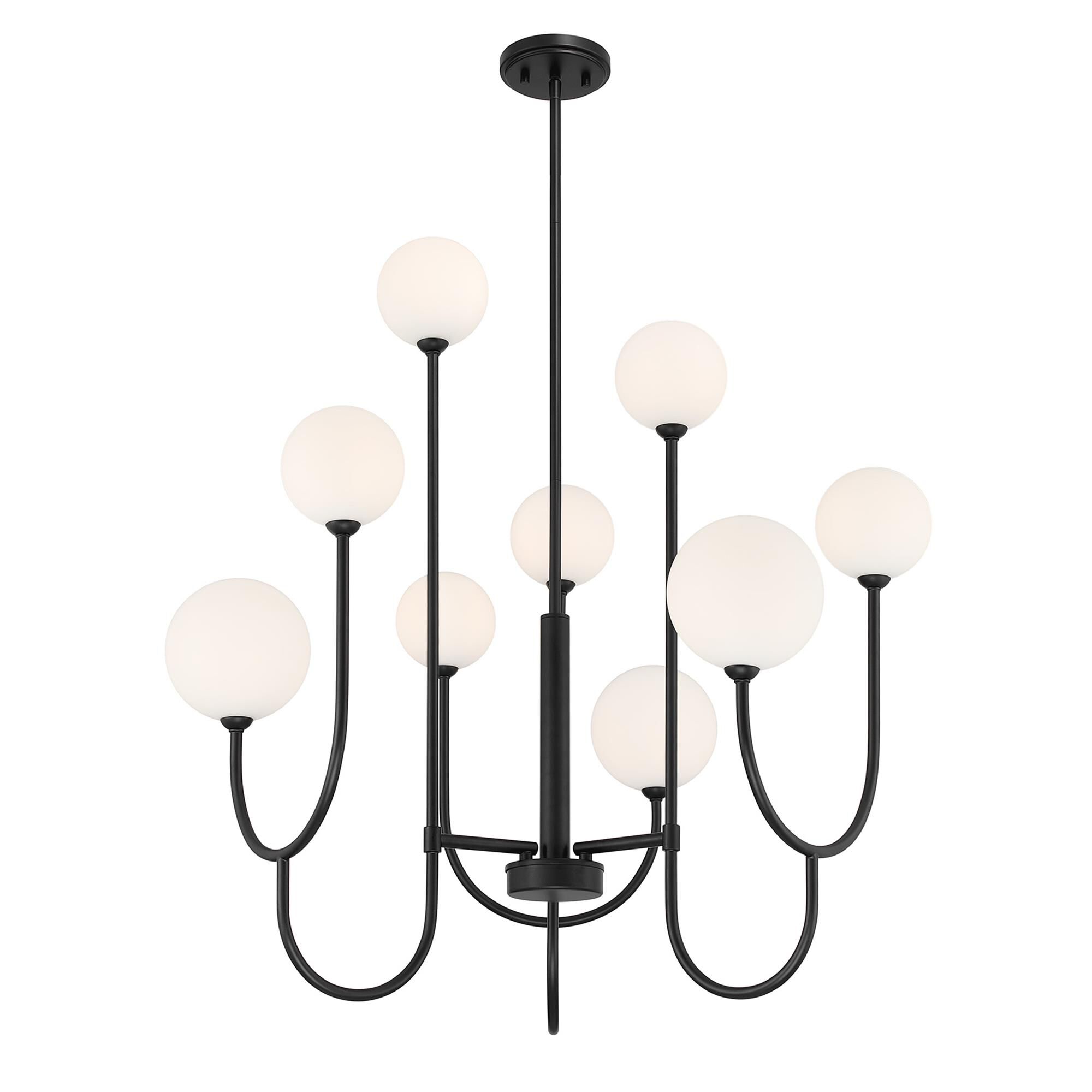 Shown in Matte Black finish and White Opal glass
