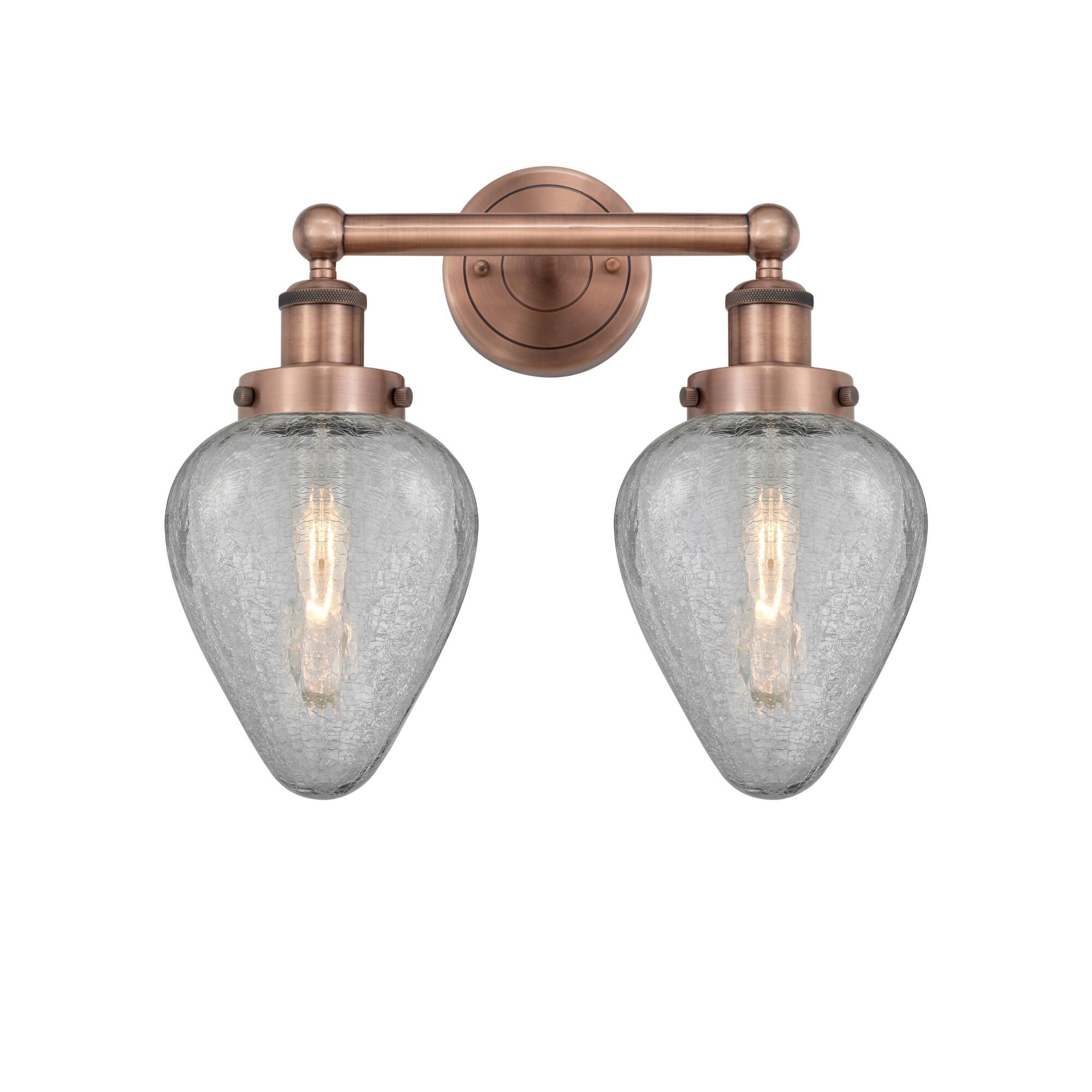 Shown in Antique Copper finish and Clear Crackle glass