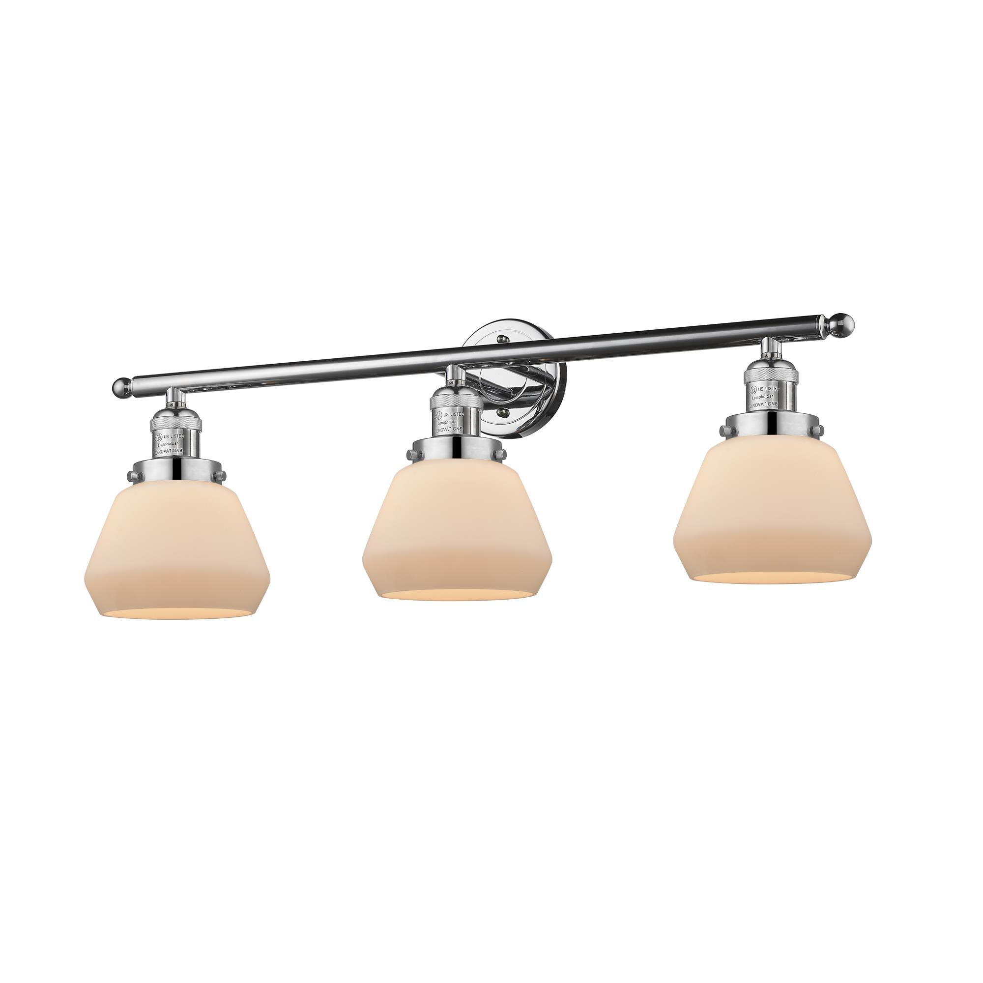 Shown in Polished Chrome finish and Matte White Cased glass