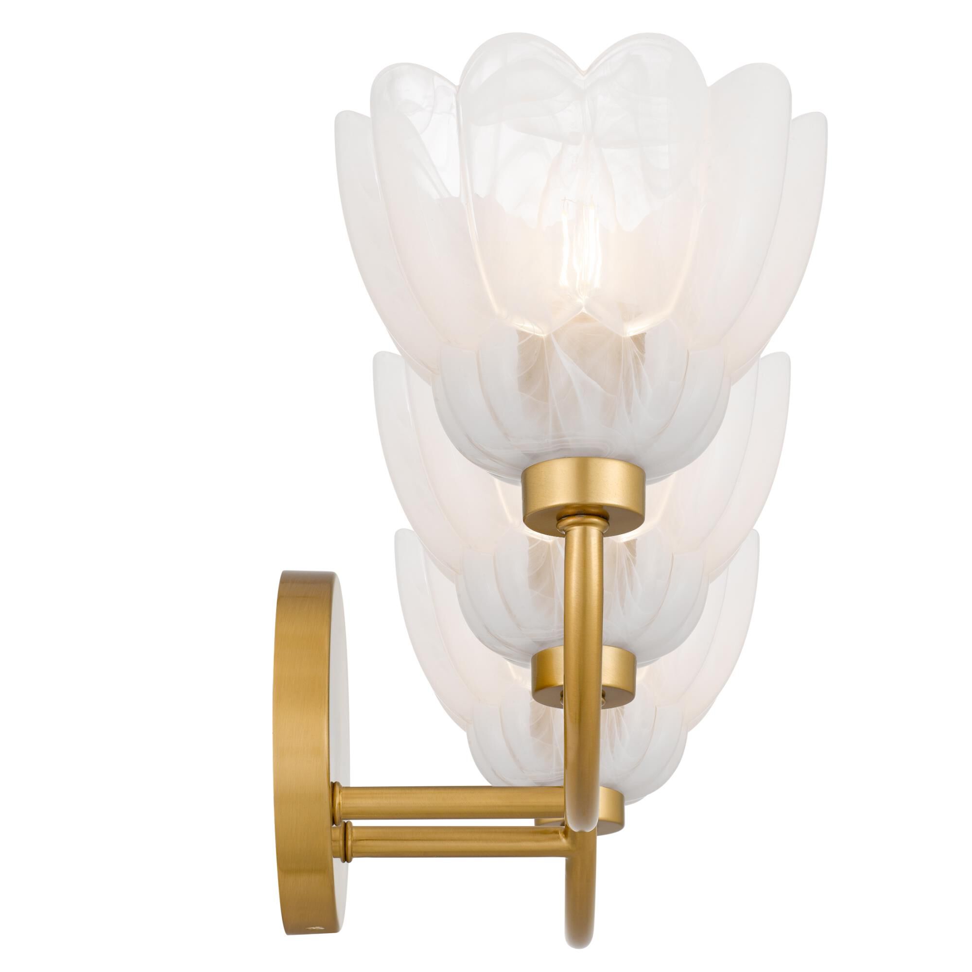 Shown in Brushed Gold finish and Alabaster Glass shade