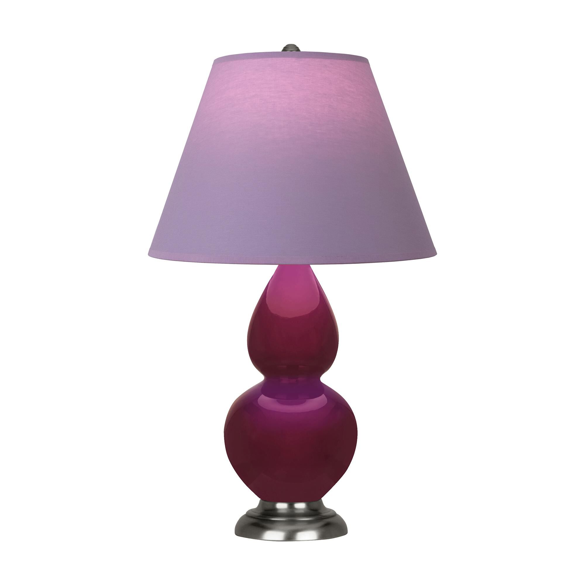 Shown in Sugar Plum finish and Lavender with Plum Lining shade and Antique Silver accent