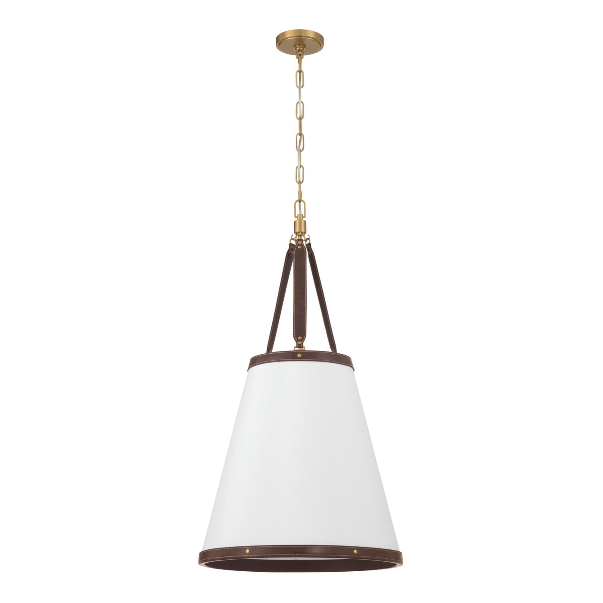 Shown in Luxe Gold finish and Fabric glass and Fabric shade