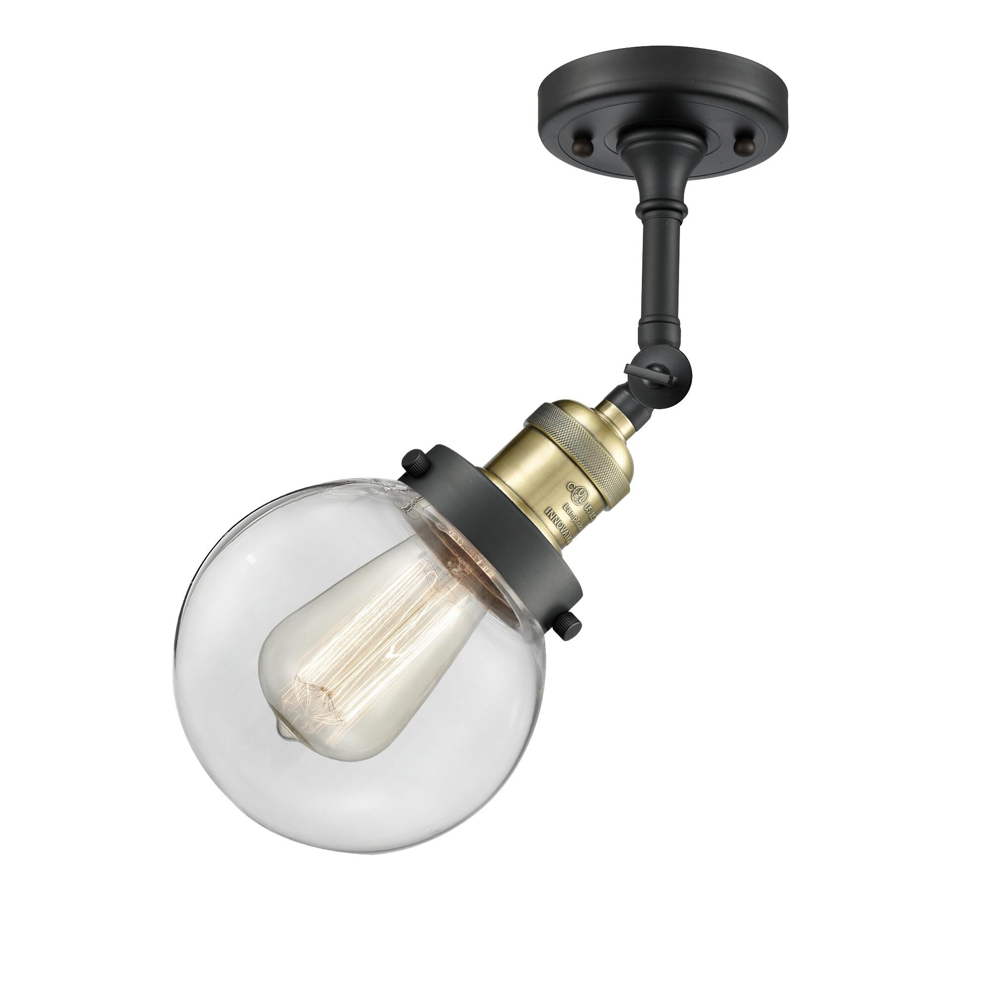 Shown in Black Antique Brass finish and Clear glass and No Accent accent