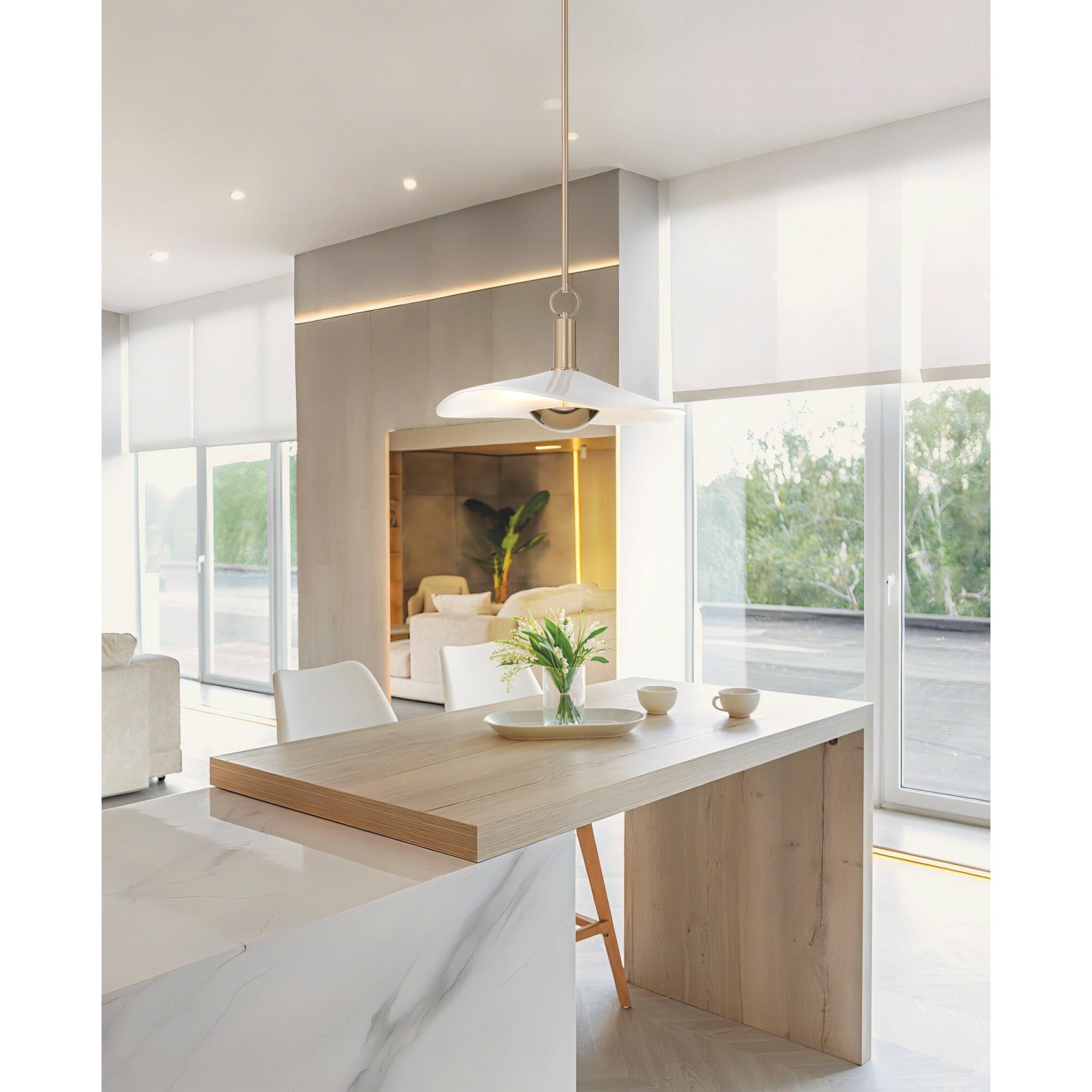 Shown in Polished Gold finish and White Glazed glass