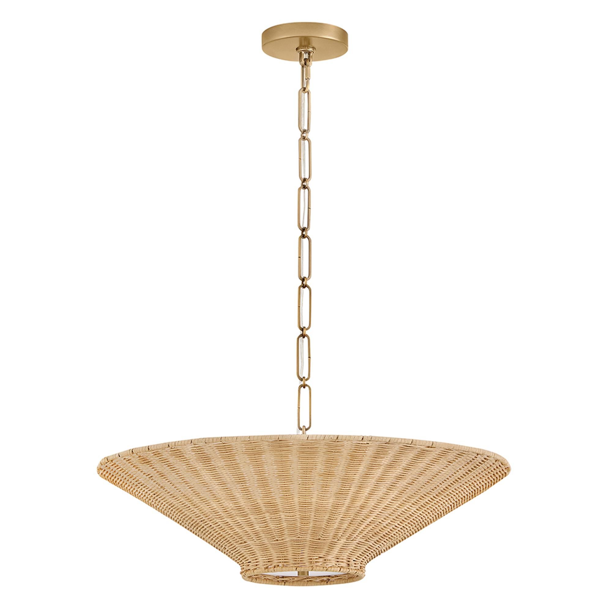 Shown in Heritage Brass finish and Natural shade