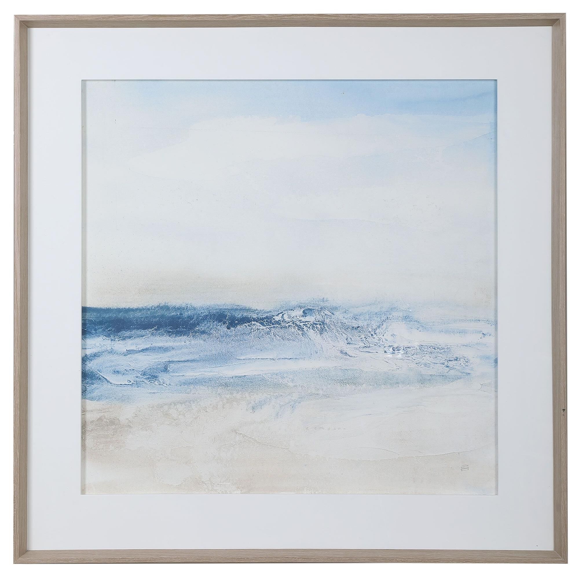 Shown in Large Scale, Driftwood Finished Frame Under Glass, Large White Painted Mat, Contemporary Coastal, Li finish
