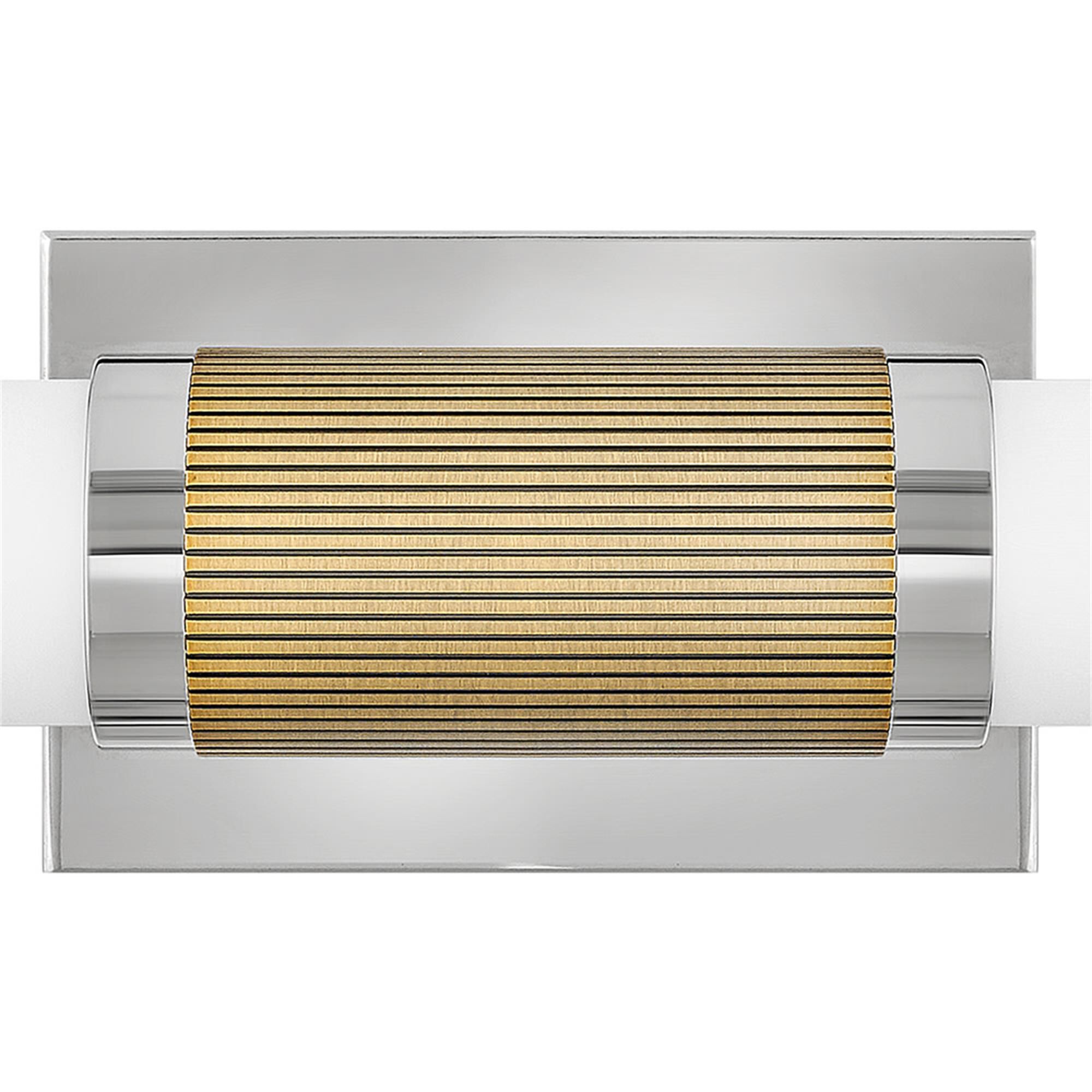 Shown in Polished Nickel with Lacquered Brass Accents finish and Etched Opal glass