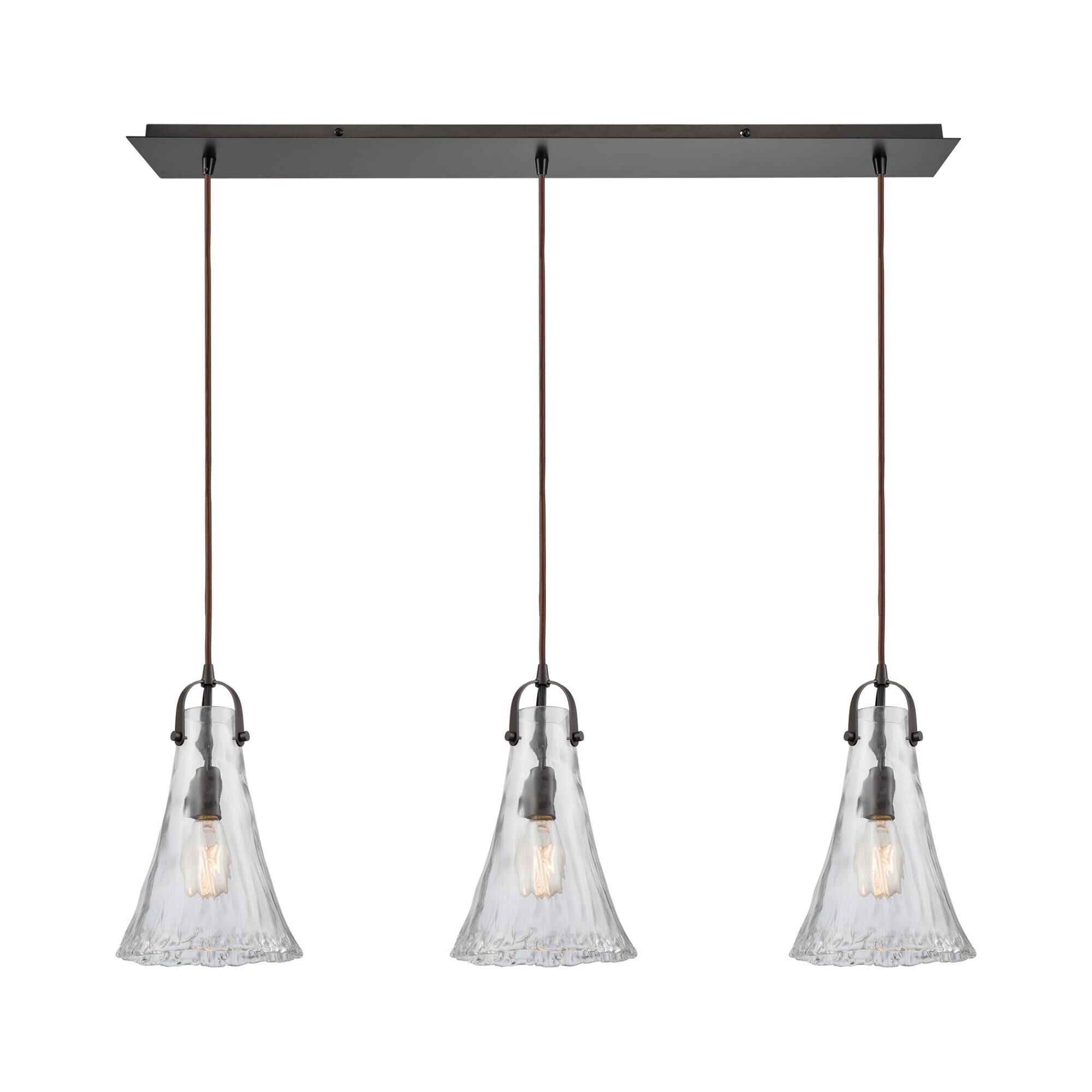 Hand-Formed Glass 36 Inch 3 Light Linear Suspension Light by ELK Lighting