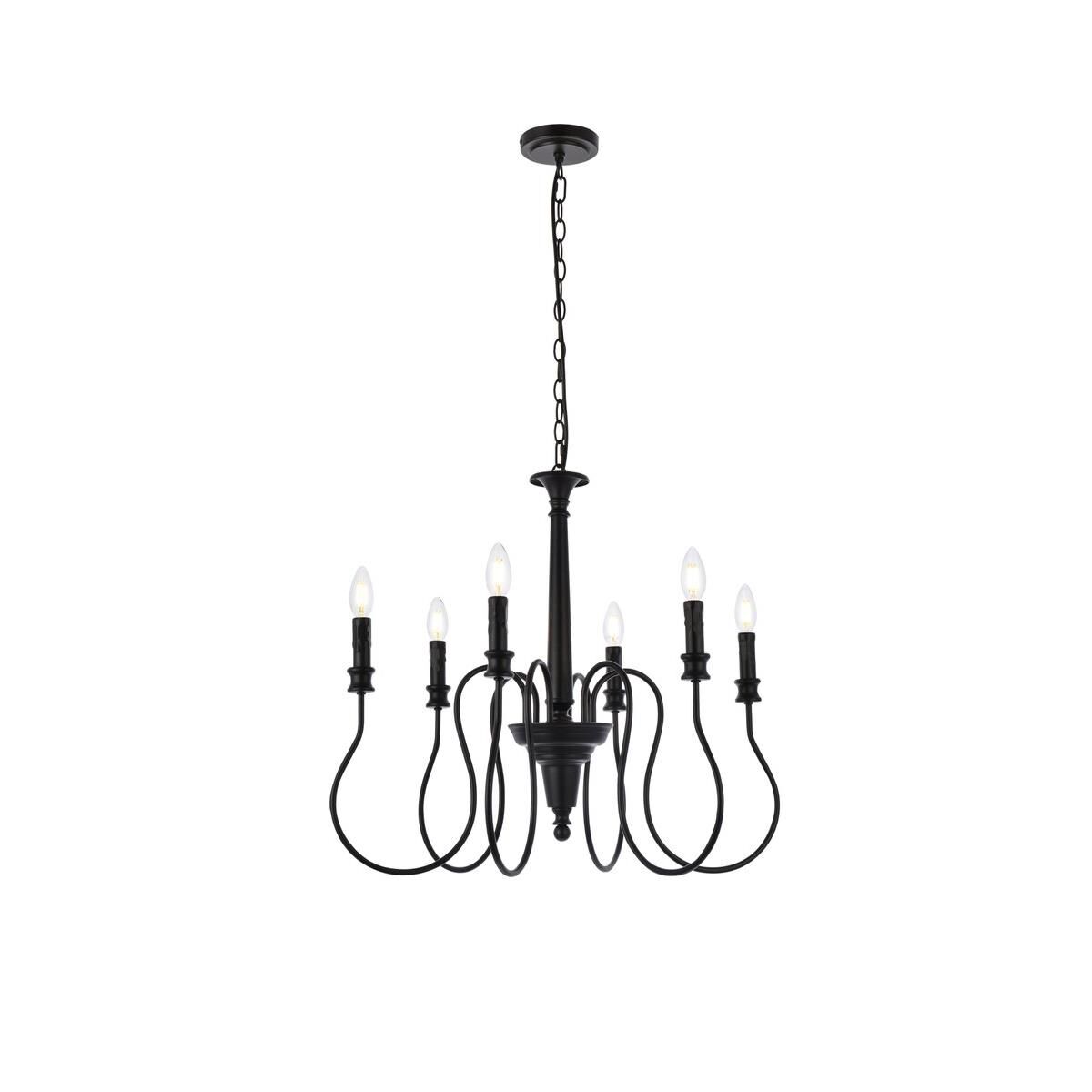 Flynx 26 Inch 6 Light Chandelier by Elegant Lighting