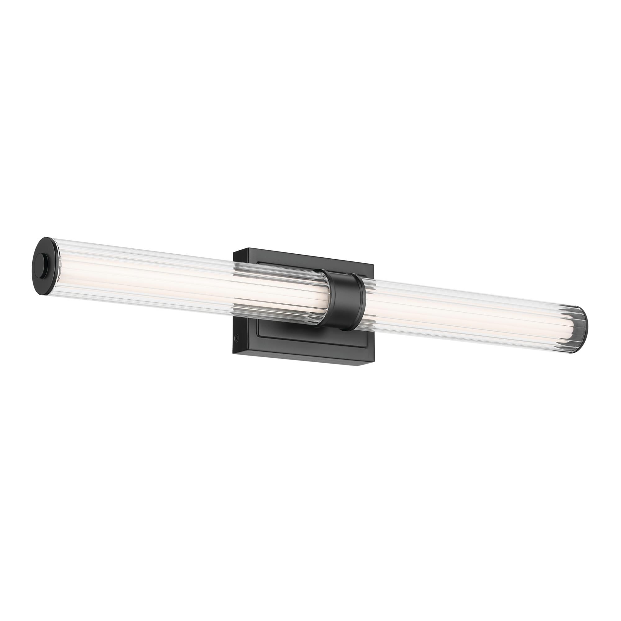 Shown in Black finish and Clear Fluted glass